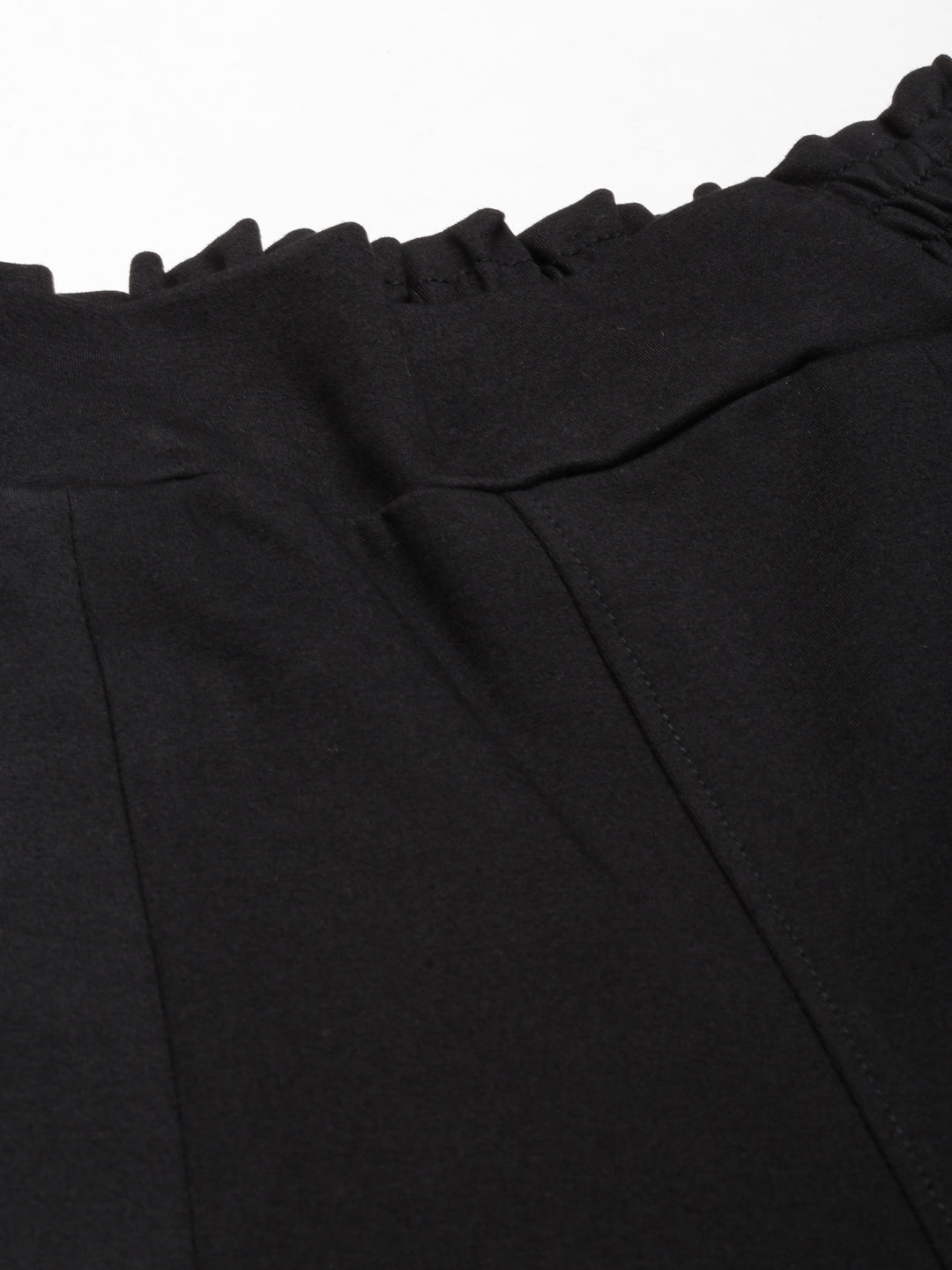 Women's Black Straight Fit High-Rise Lycra Parallel Trousers