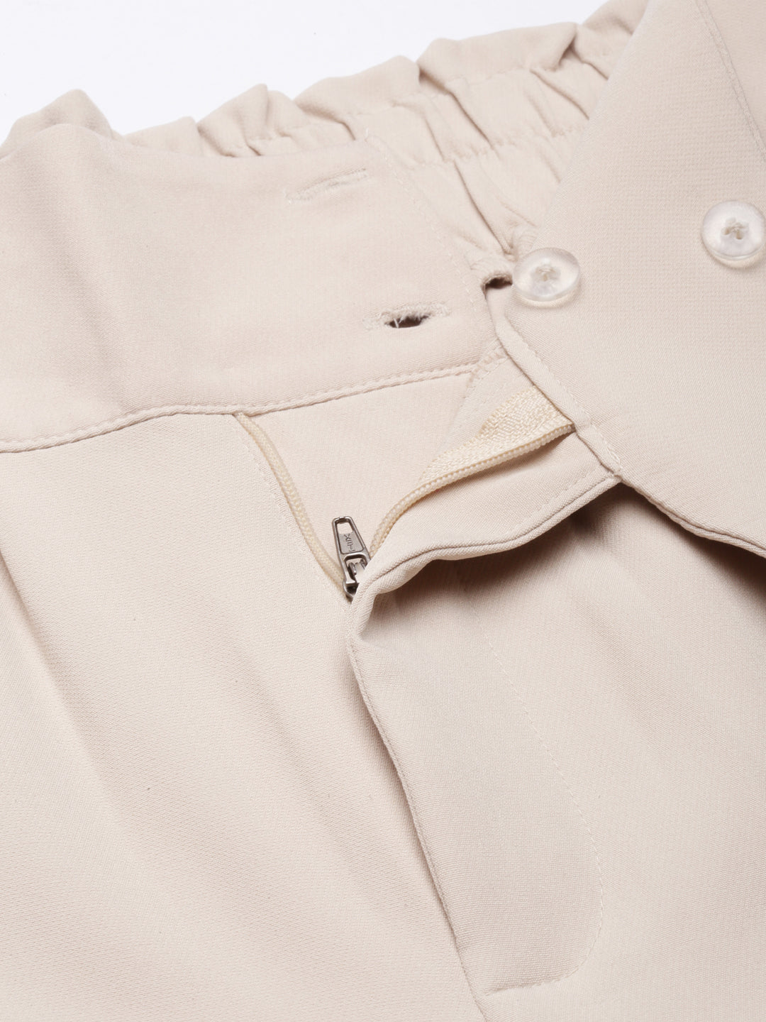 Women's Beige Comfort Regular Fit Cotton Parallel Trouser