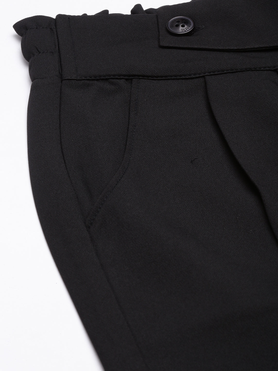 Women's Black Regular Fit Cotton Comfort Pleated Parallel Trousers