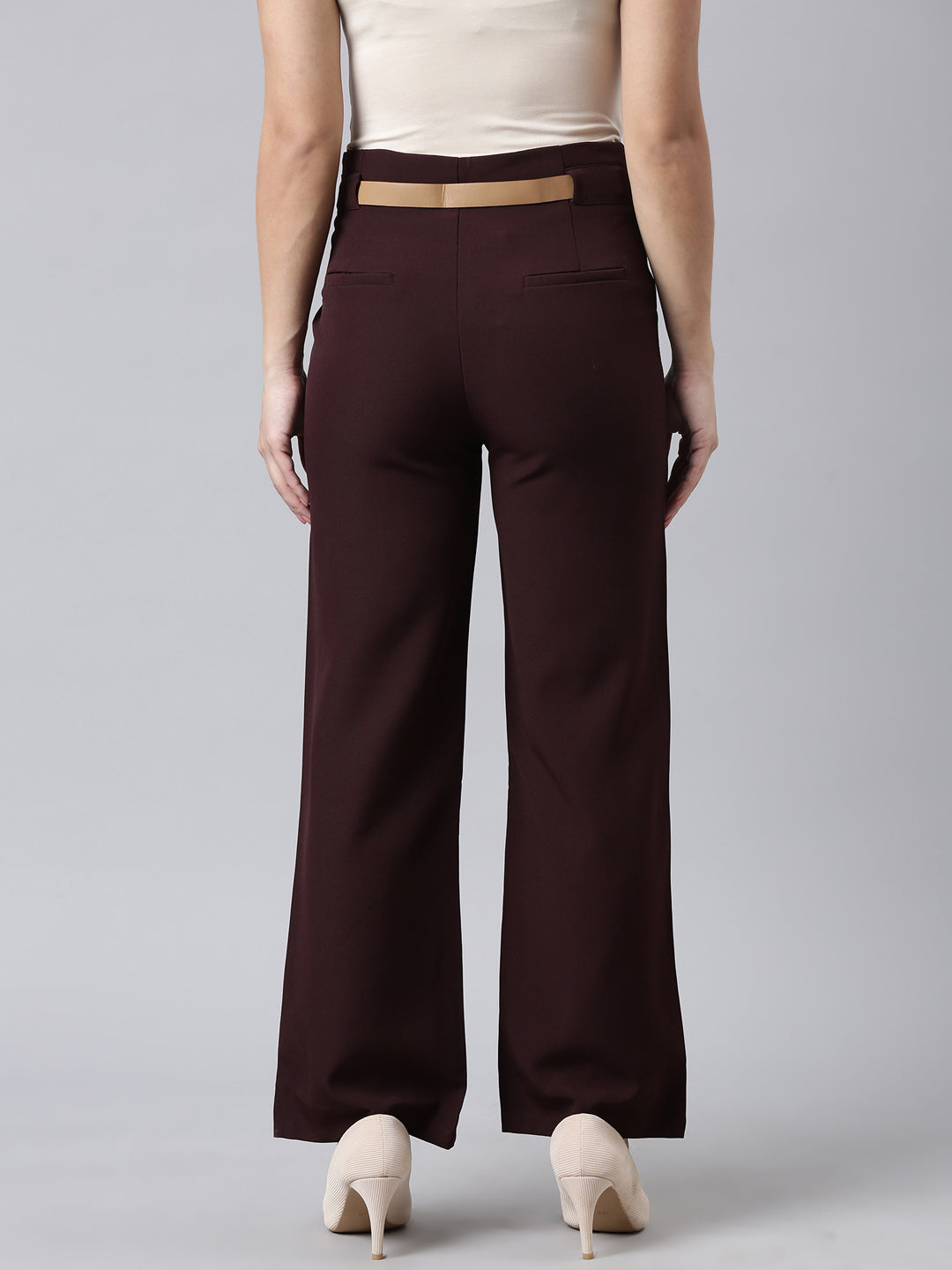 Women's Burgundy Comfort Cotton Parallel Trouser