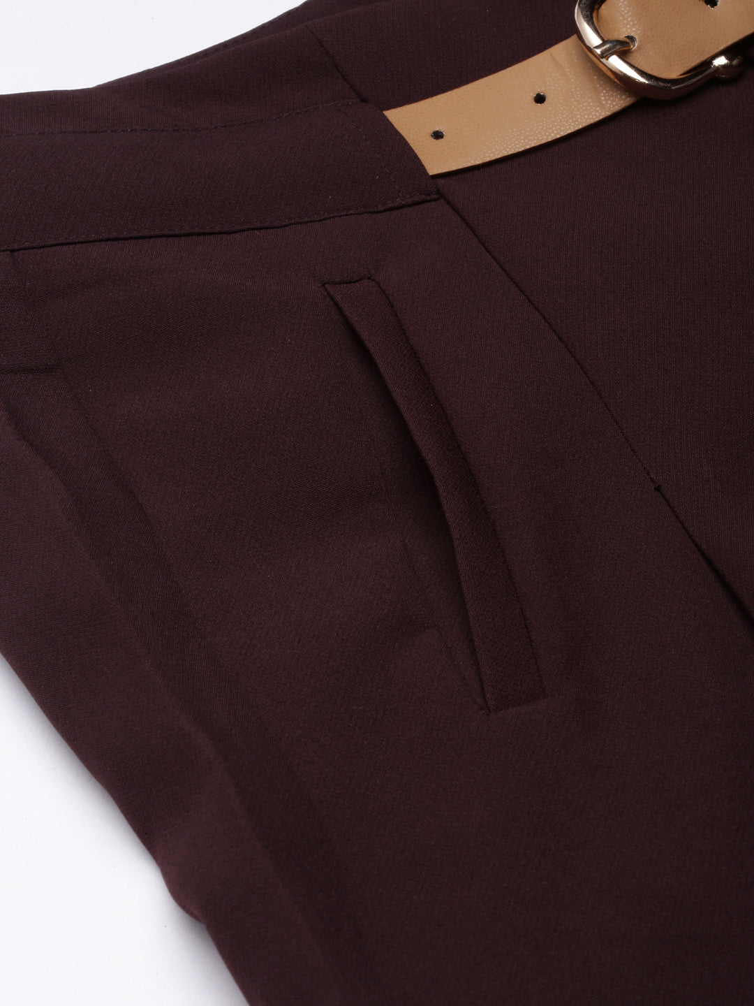 Women's Burgundy Comfort Cotton Parallel Trouser