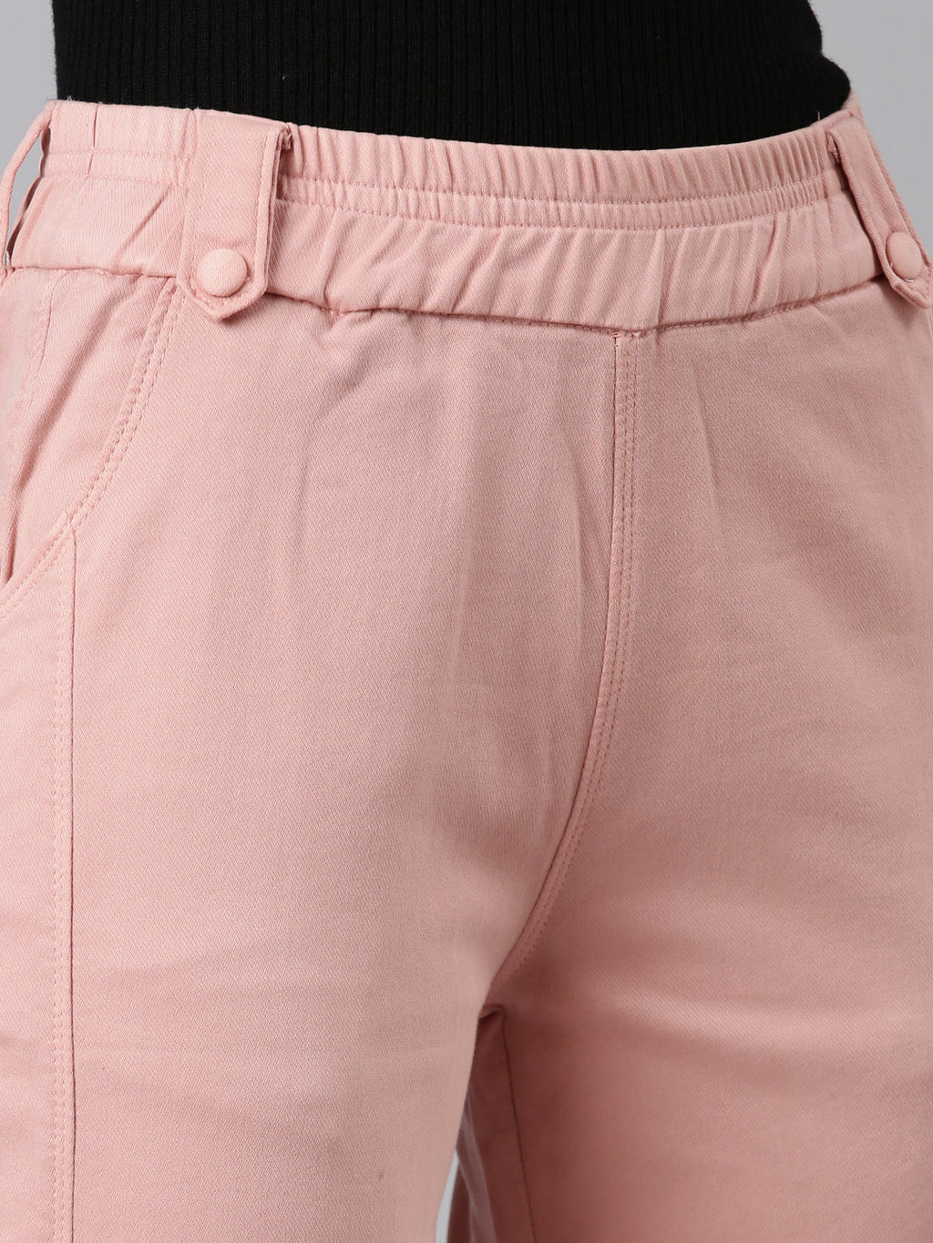 Women's Peach Straight Fit High-Rise Trousers