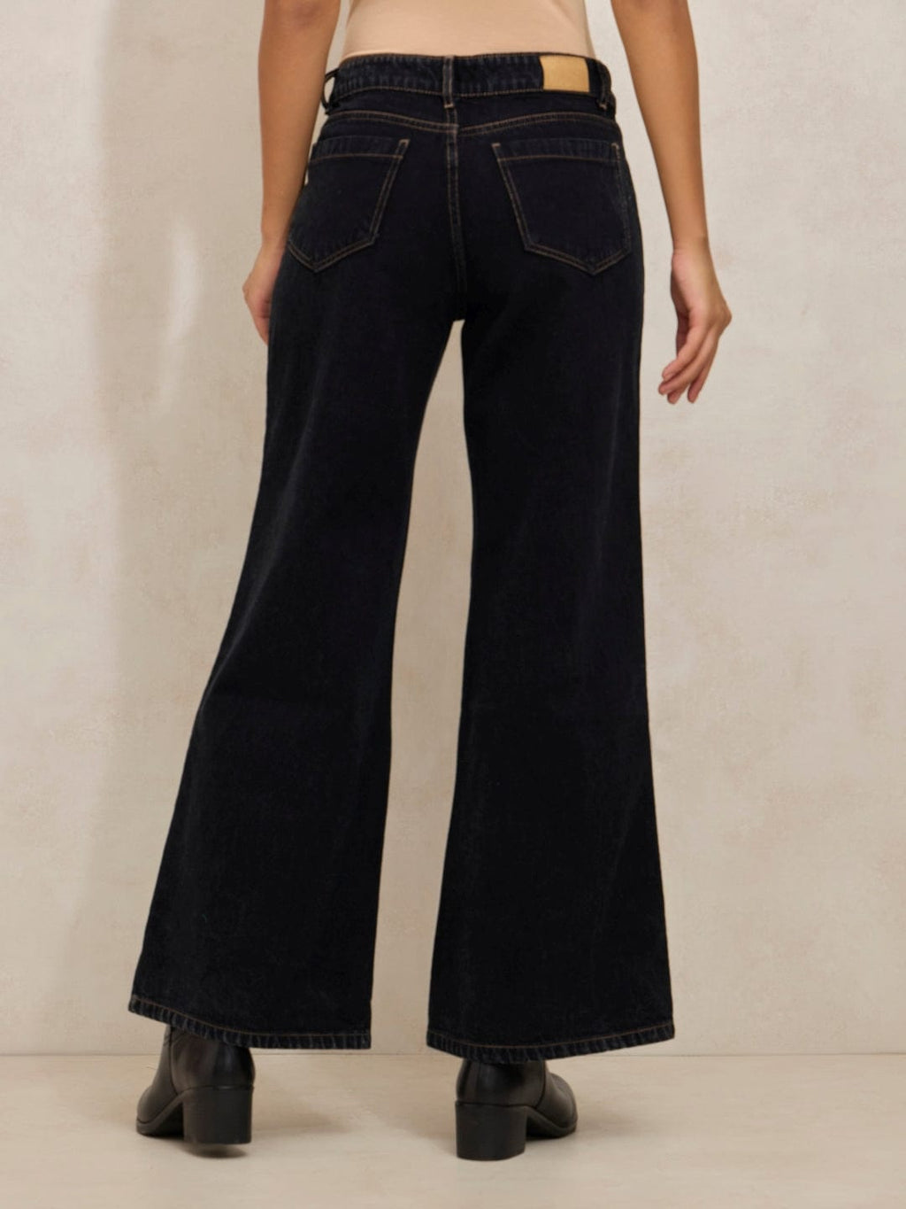 Women's Black High Rise Wide Leg Jeans