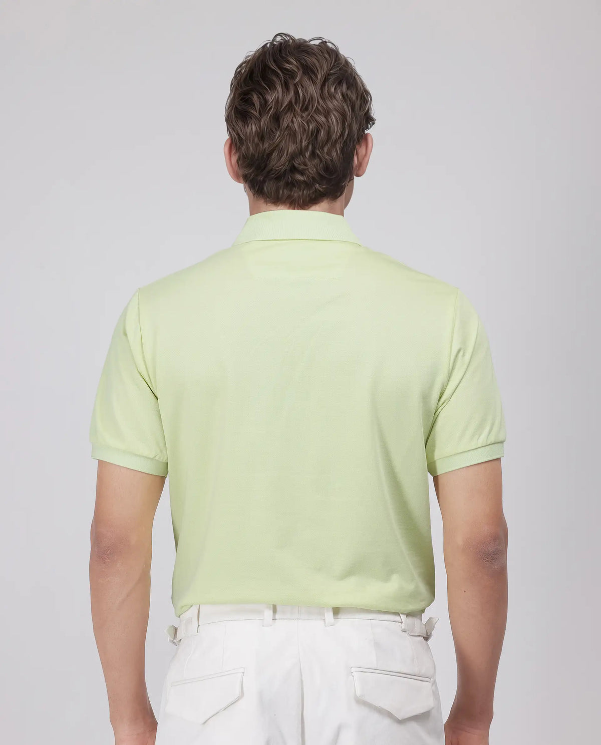 Rare Rabbit Men's Mor Light Yellow Cotton Blend Plain Regular Fit Half Sleeve Polo
