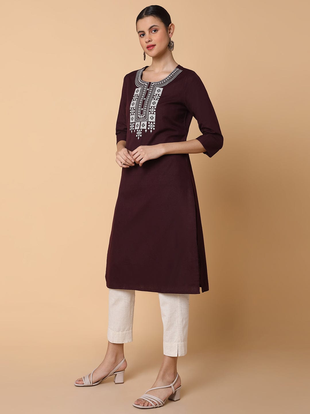 Women's Solid Purple Straight Kurta
