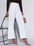 Women's Solid White Wide Leg Jeans