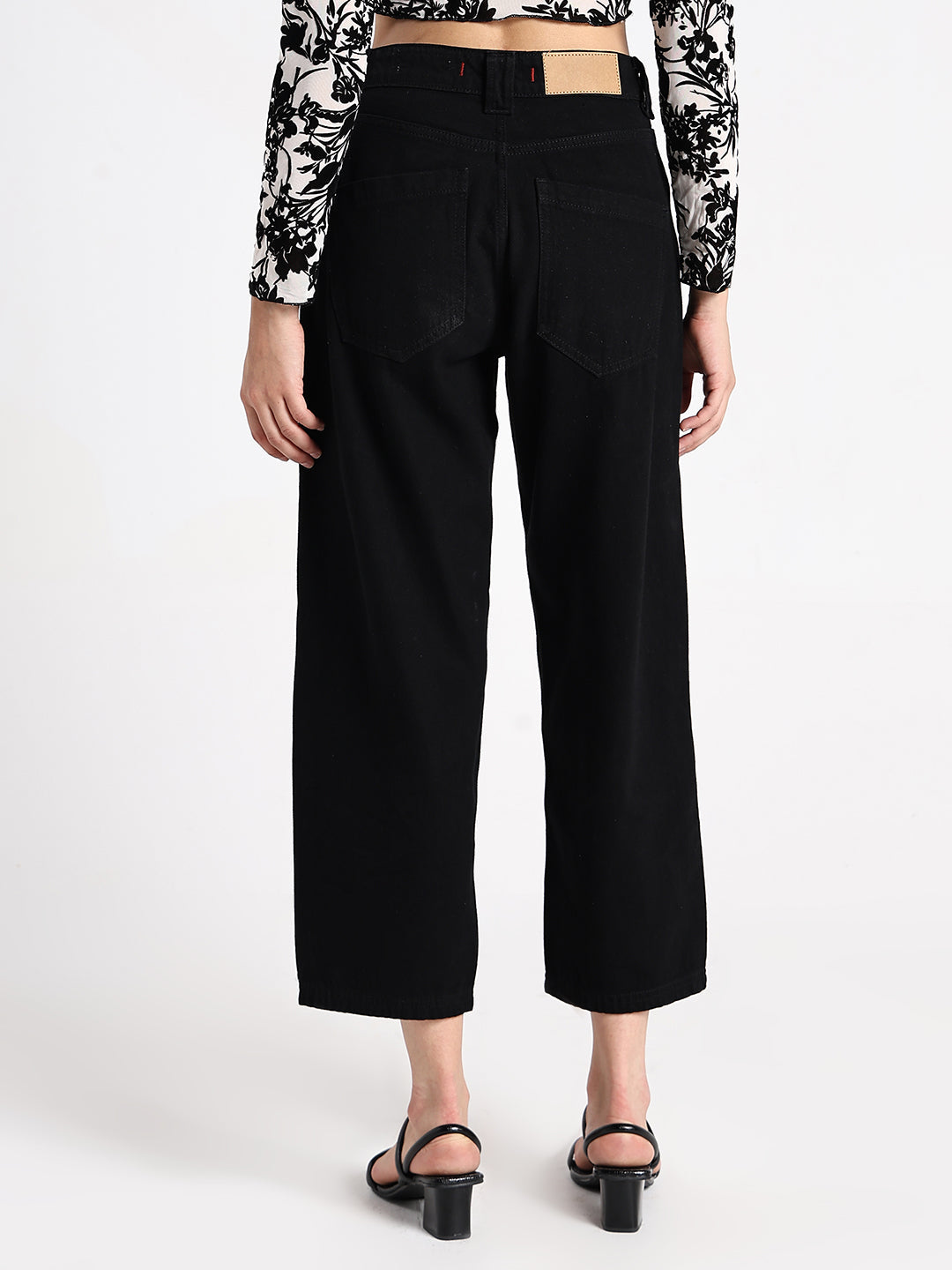 Women's Black High-Waist Wide Leg Jeans