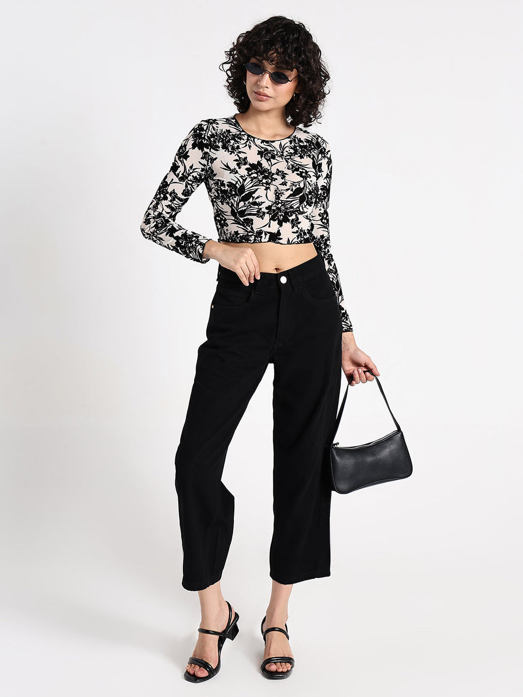 Women's Black High-Waist Wide Leg Jeans