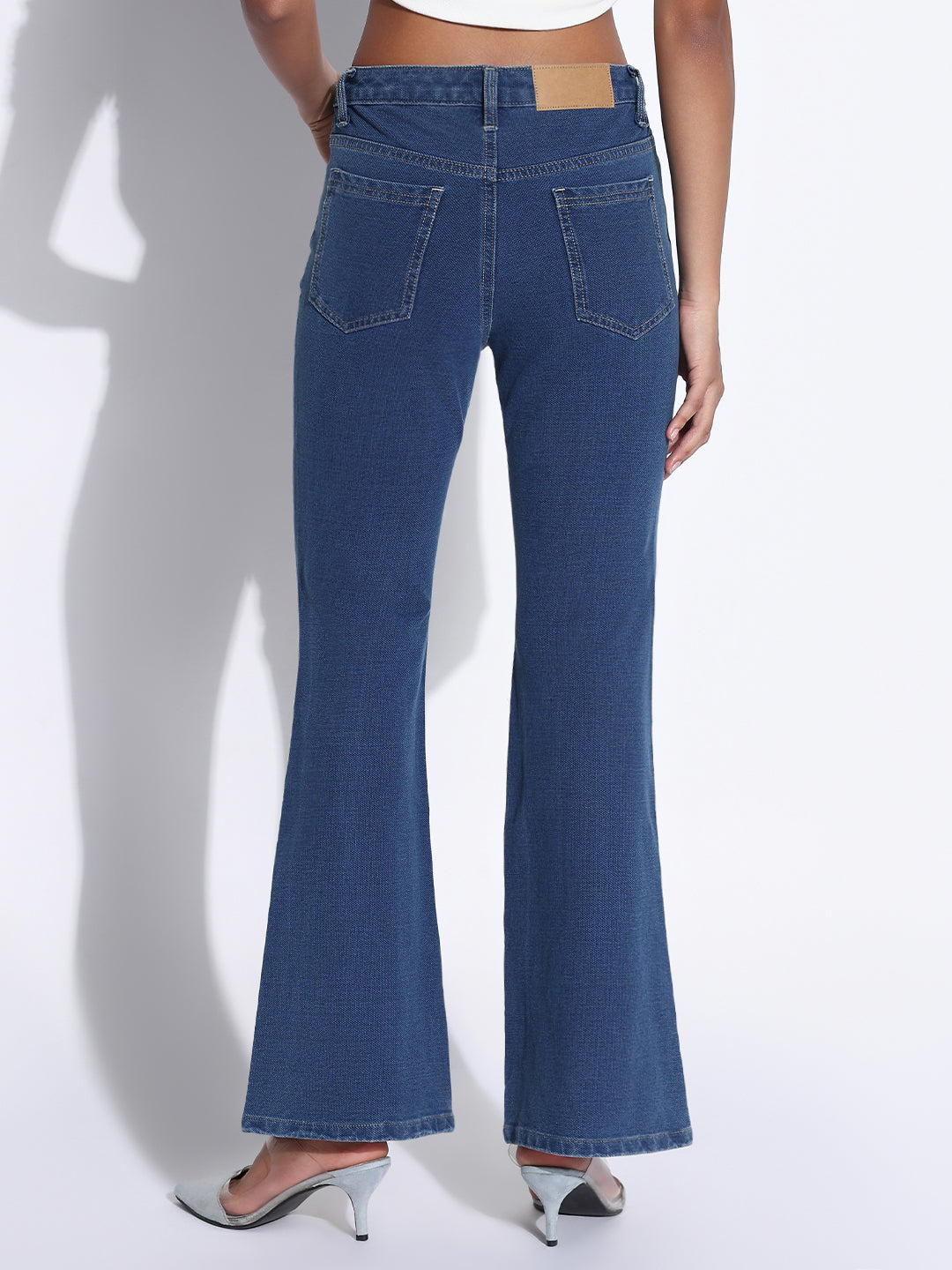 Women's Solid Blue Bootcut Jeans