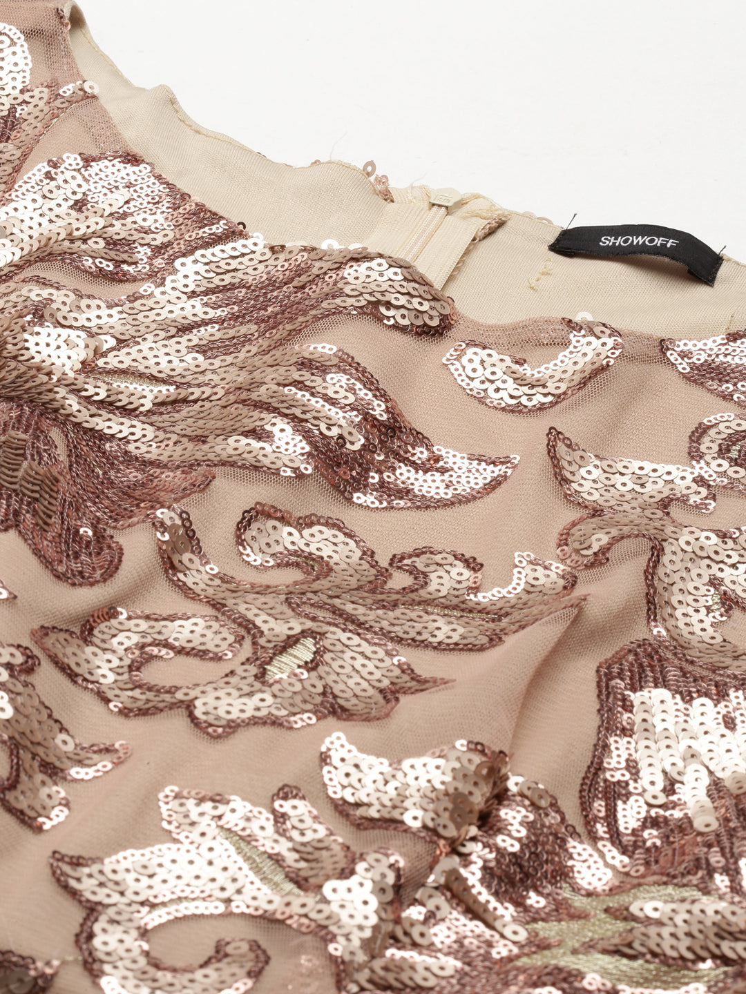 Women's Gold Embellished Fit & Flare Dress