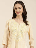 Women's Peach Solid Straight Kurta