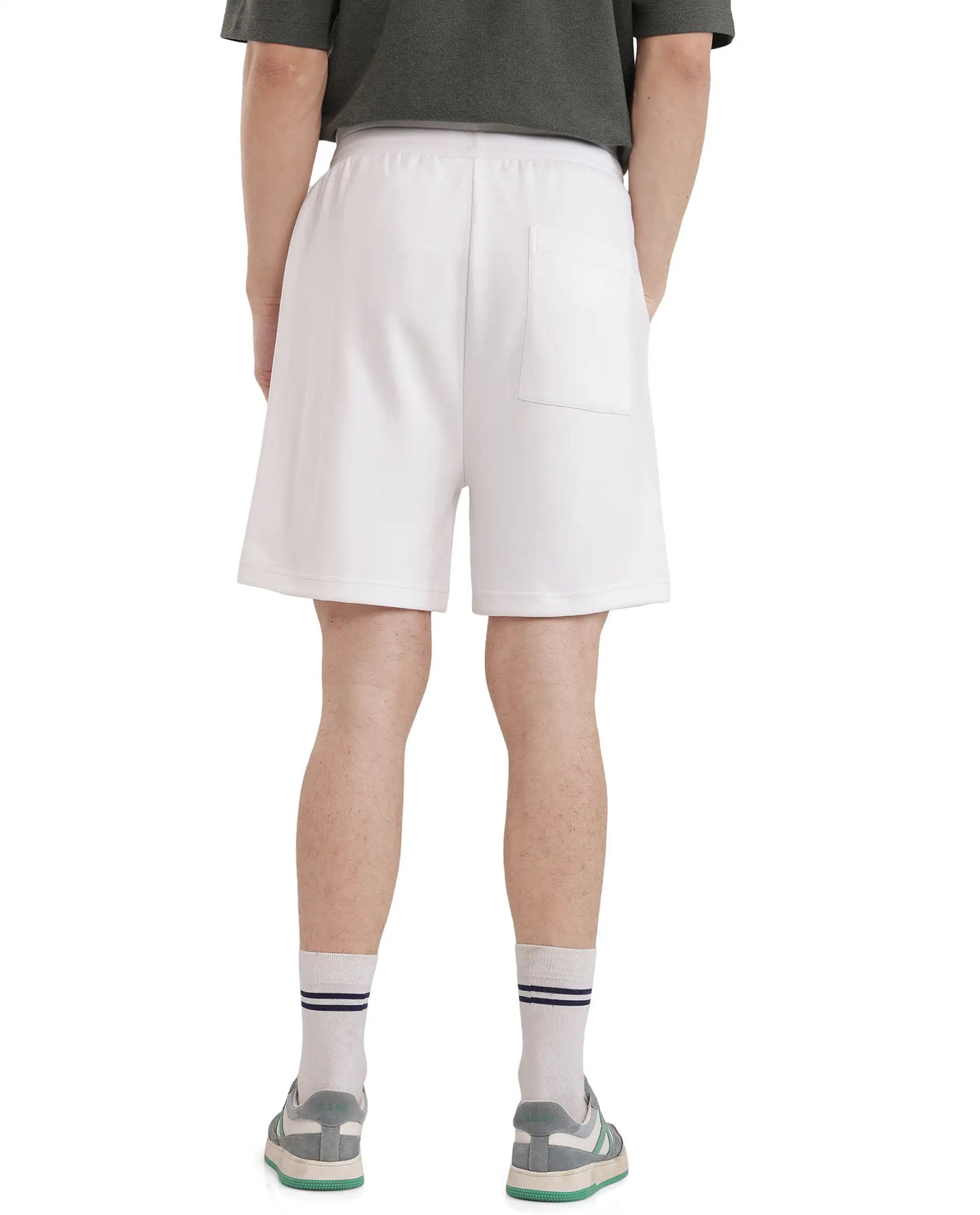Rare Rabbit Men's Obl White Cotton Blend Plain Relaxed Fit Shorts