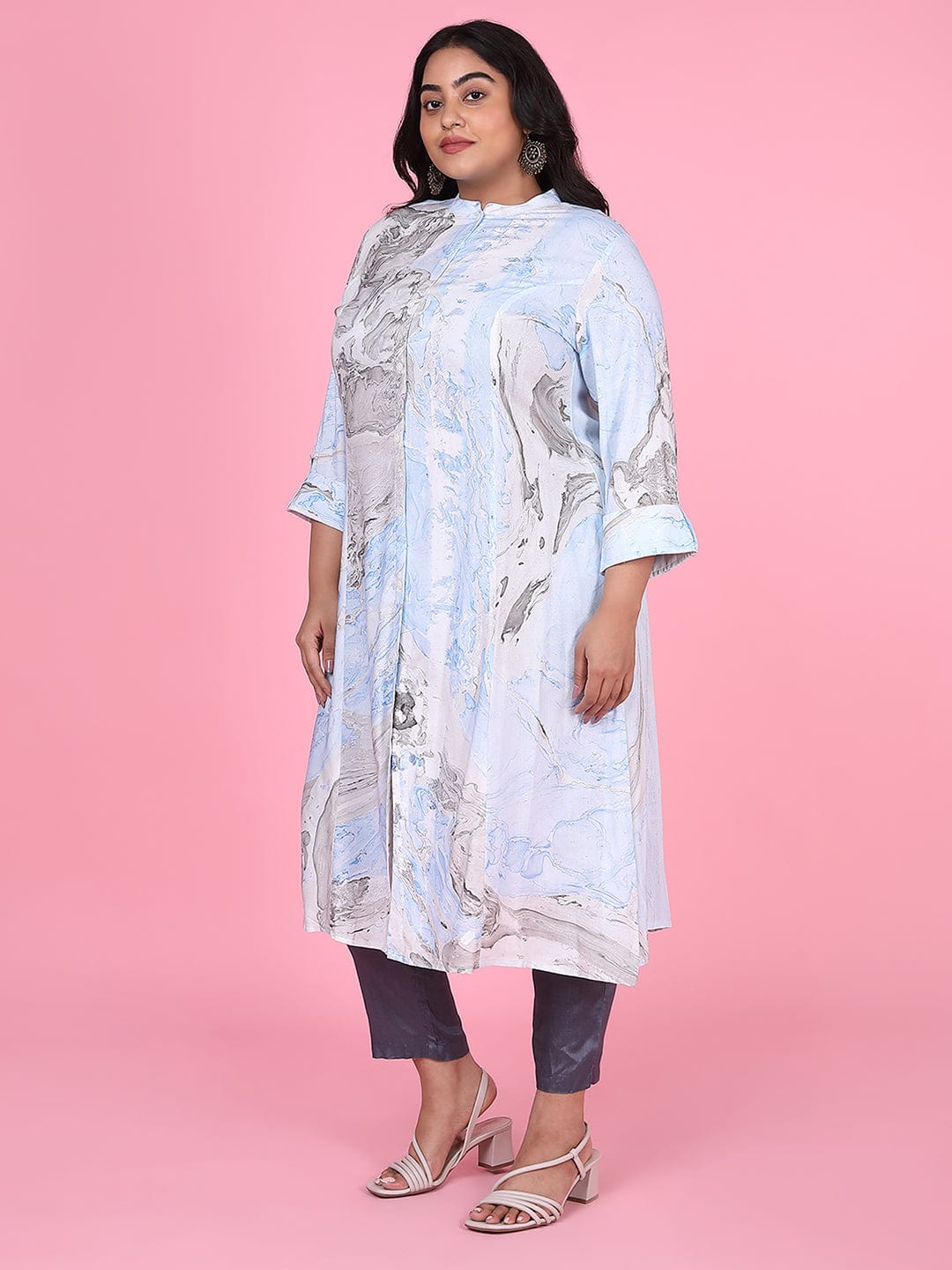 Women's Blue Abstract Straight Kurta