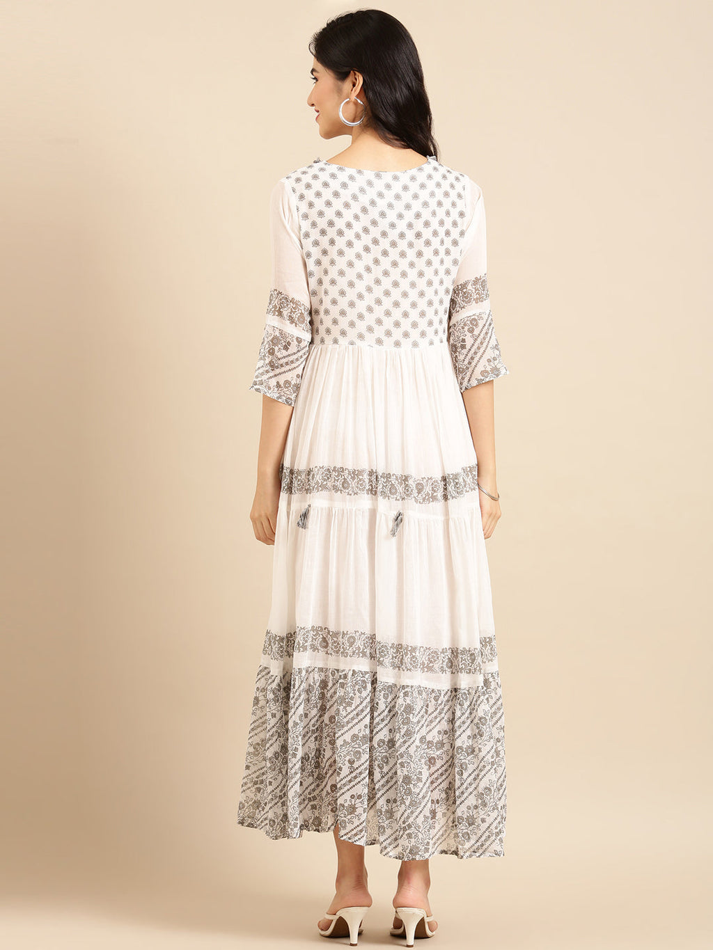 Women's Black Printed A-Line Kurta