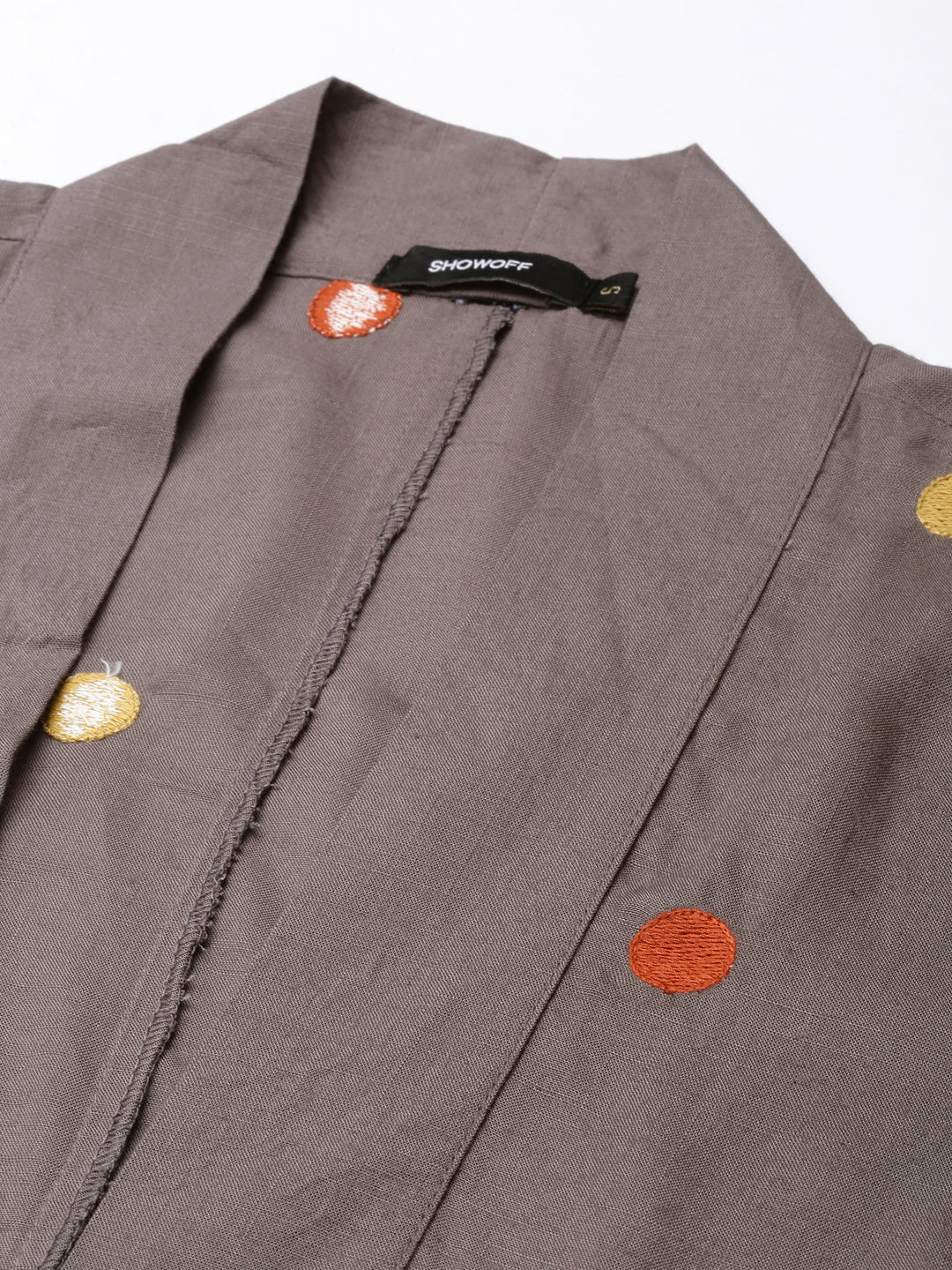 Women's A-Line Grey Solid Kurta Comes With Overcoat