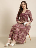 Women's Anarkali Purple Floral Kurta