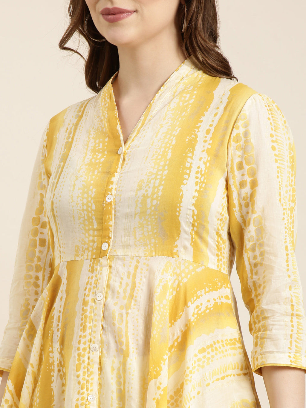 Women's Anarkali Yellow Embellished Kurta