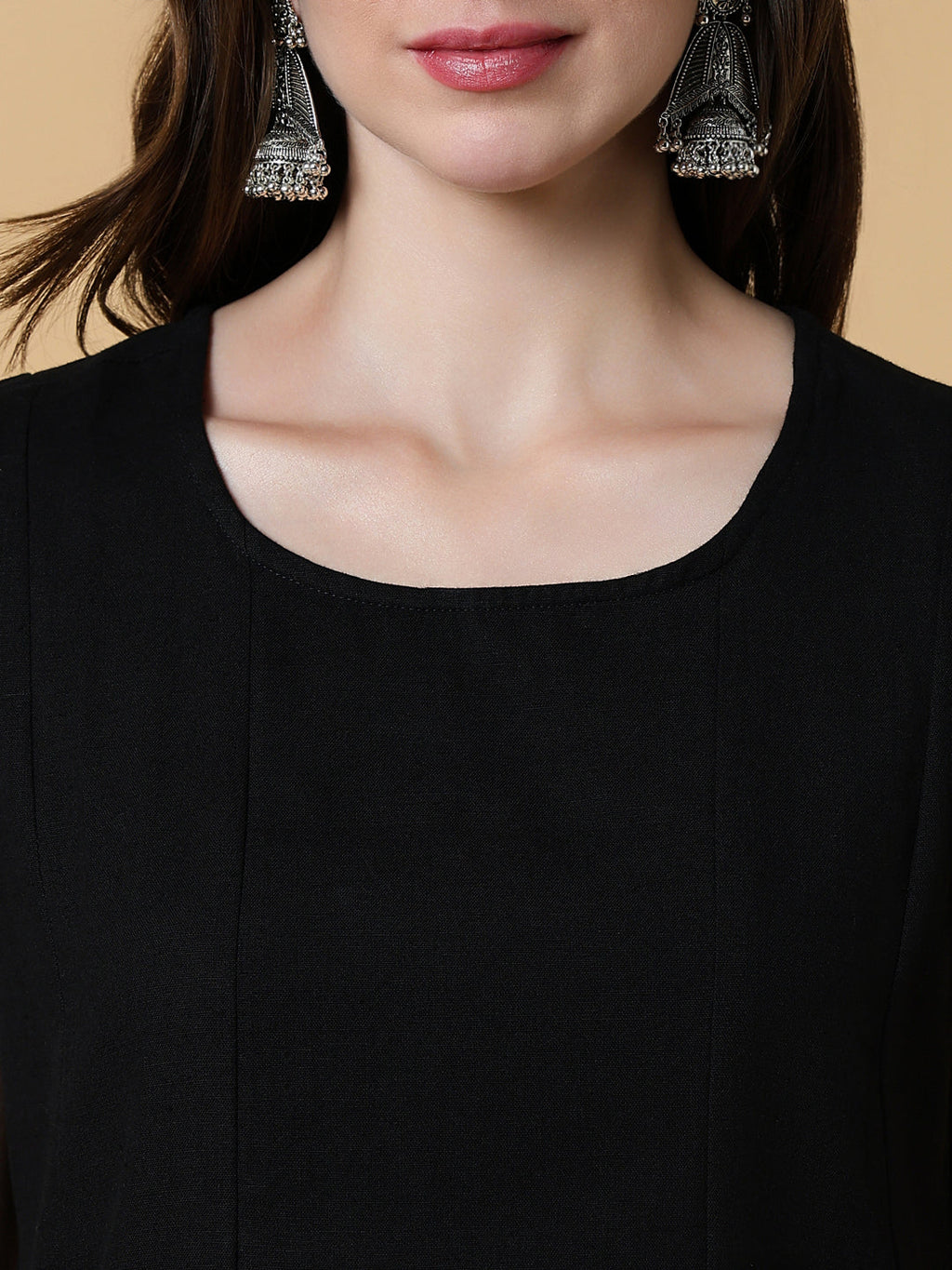 Women's Black Graphic A-Line Kurta with Shrug