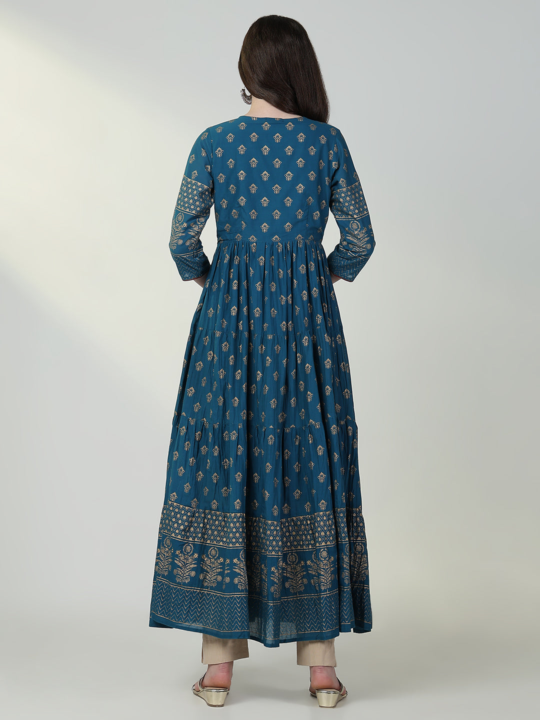 Women's Blue Graphic Anarkali Kurta