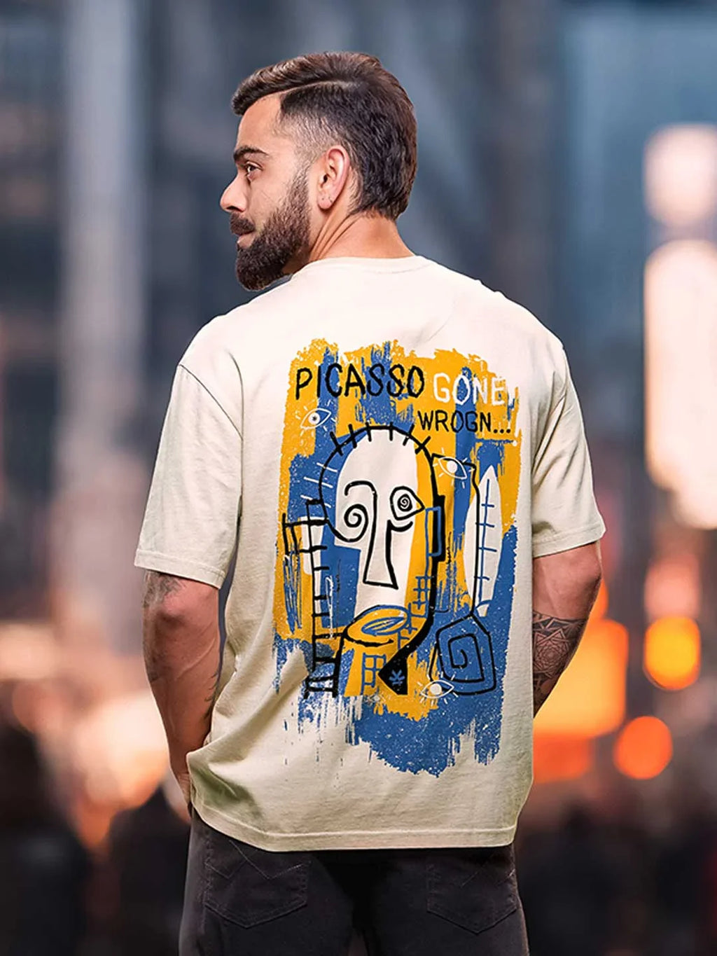 Heavy GSM Printed Picasso T-Shirt | Off White
