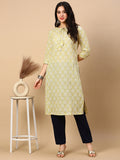 Women's Green Graphic Straight Kurta