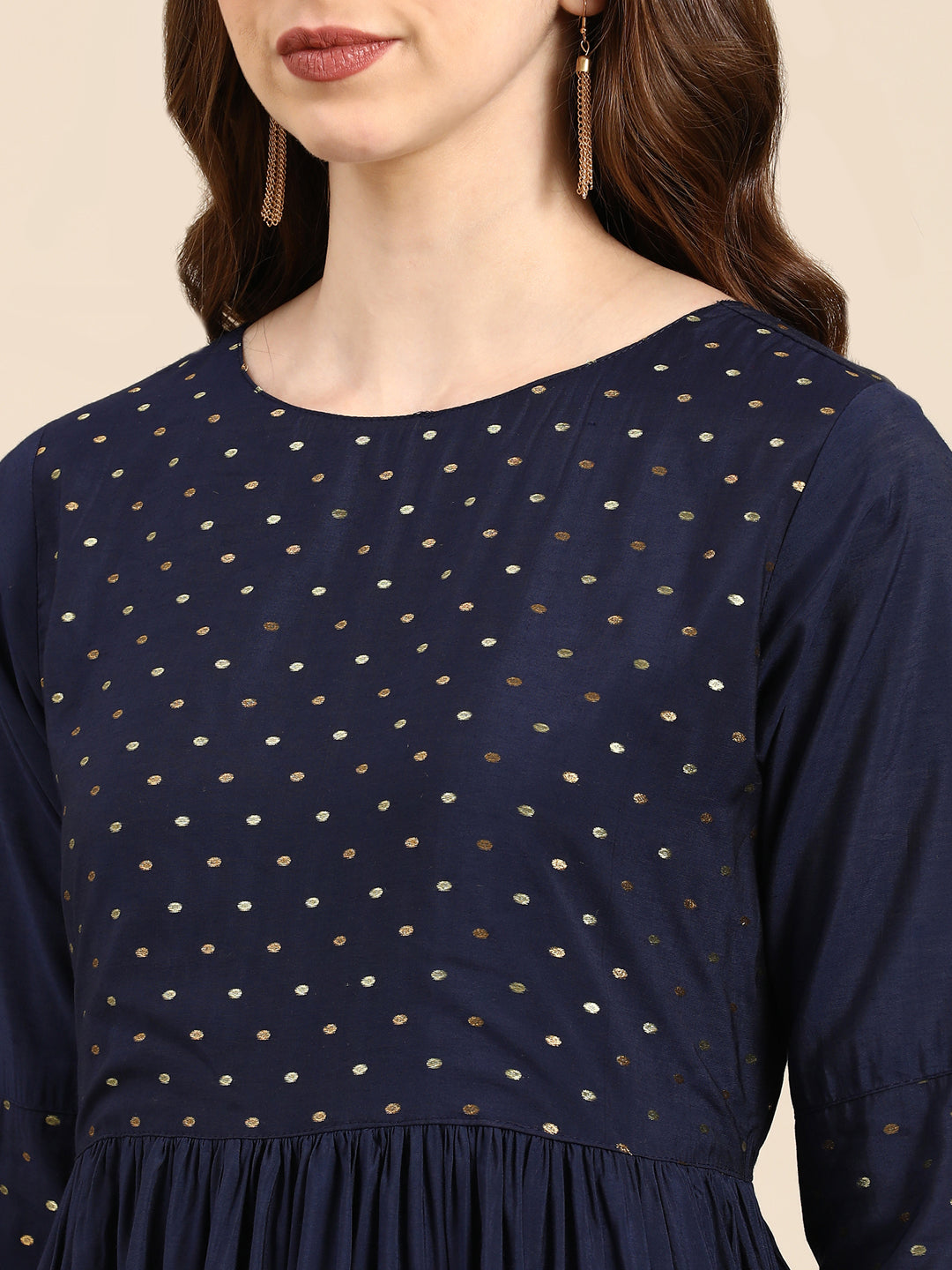 Women's Navy Blue Solid Anarkali Kurta