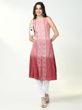 Women's Pink Graphic A Line Kurta