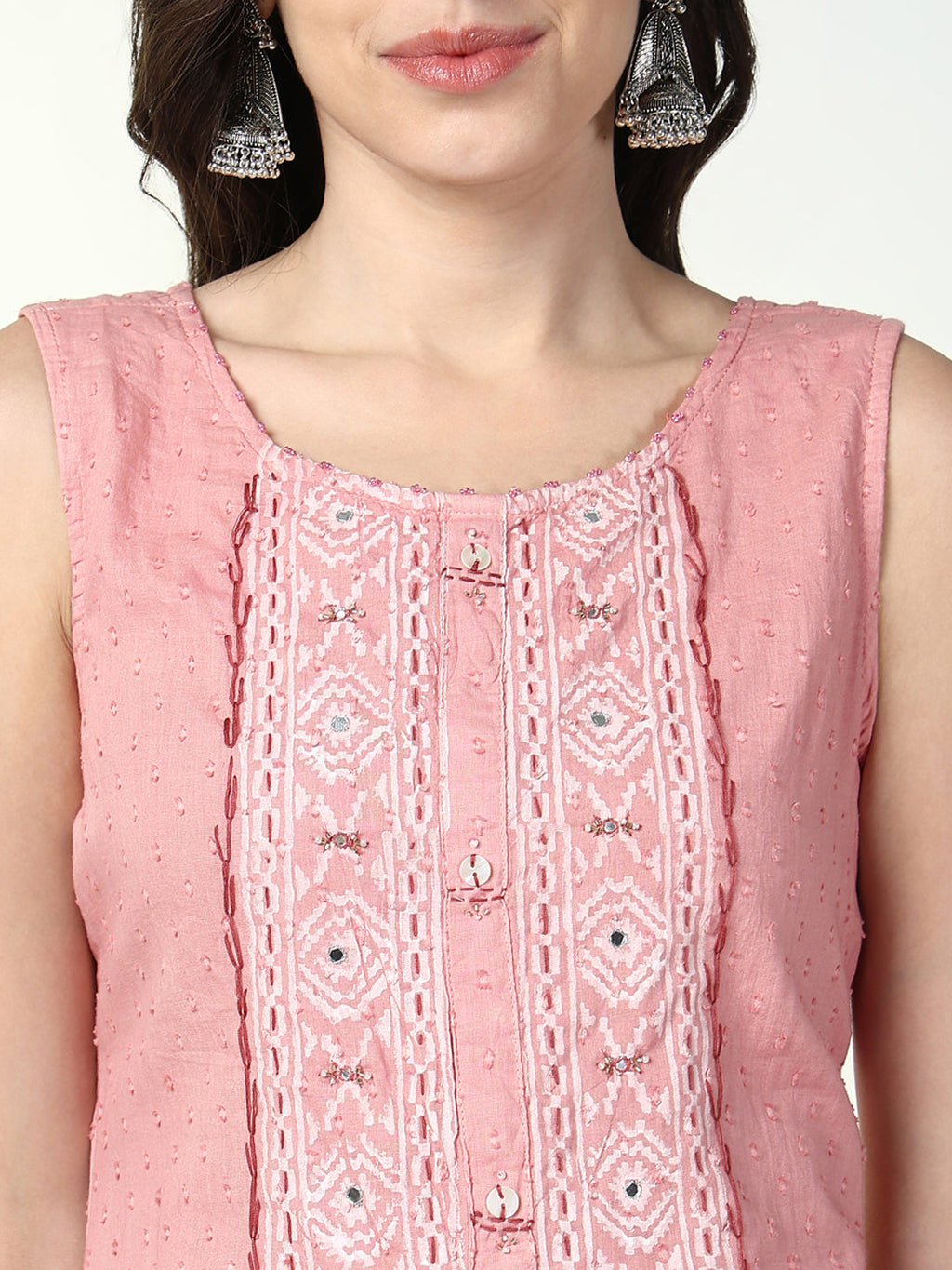 Women's Pink Graphic A Line Kurta