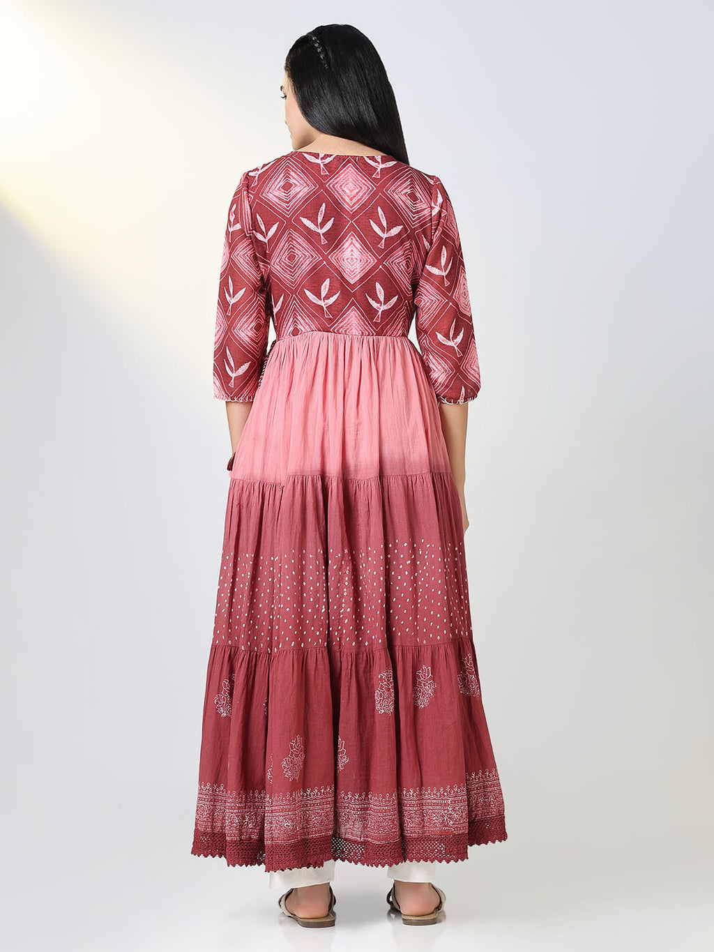 Women's Pink Ethnic Motifs Anarkali Kurta