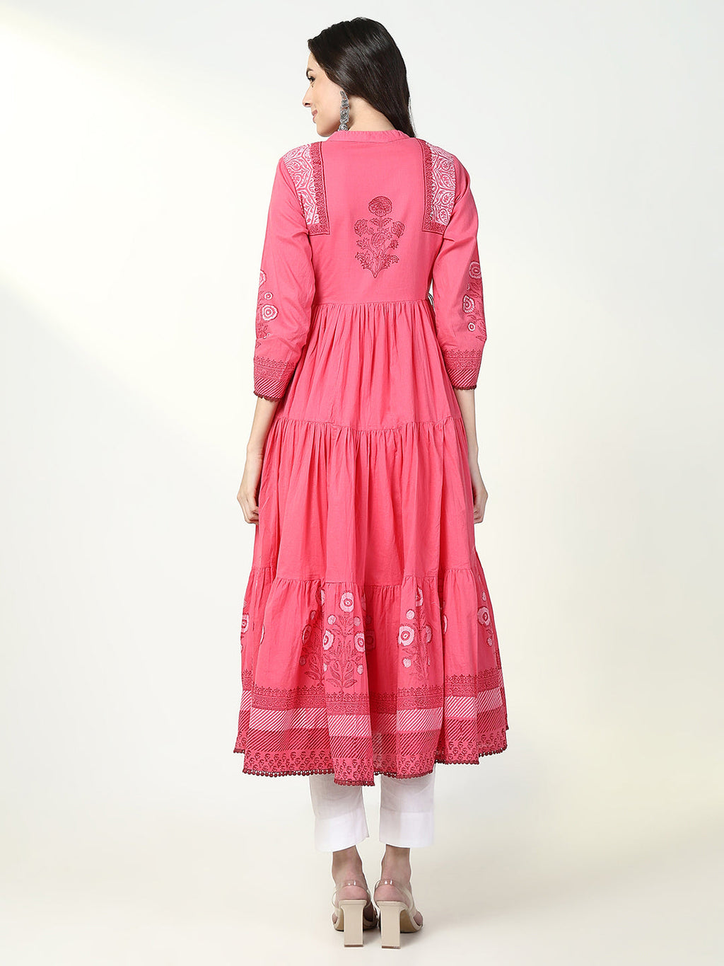 Women's Pink Floral Anarkali Kurta