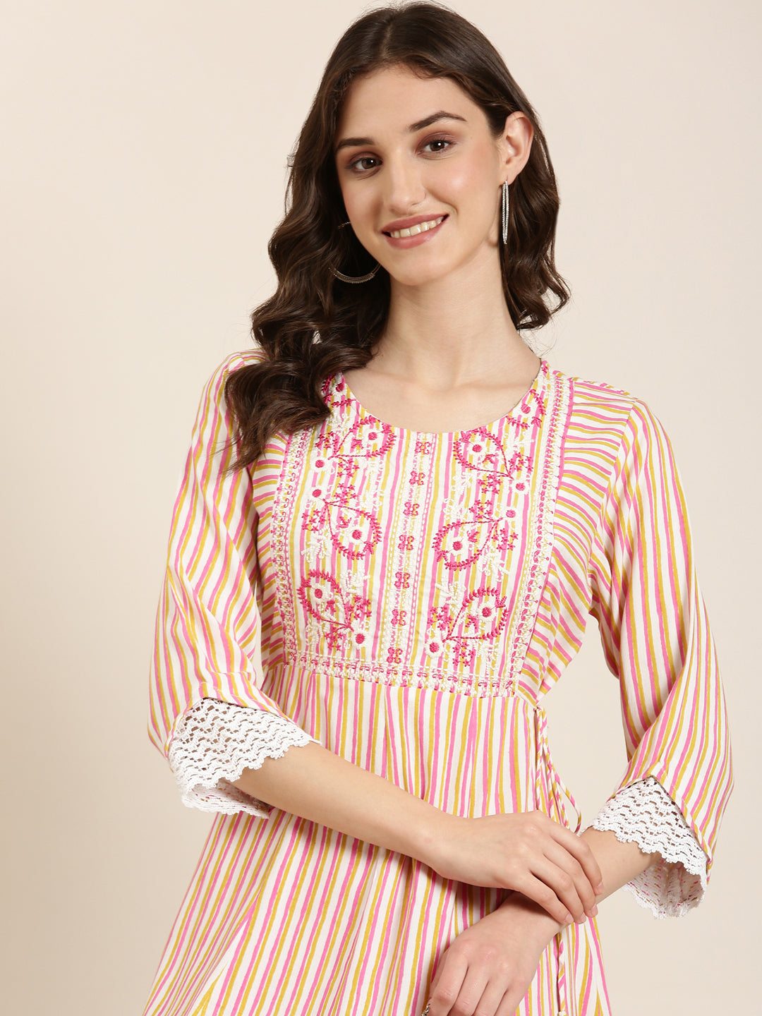 Women's Multi Striped A-Line Kurta