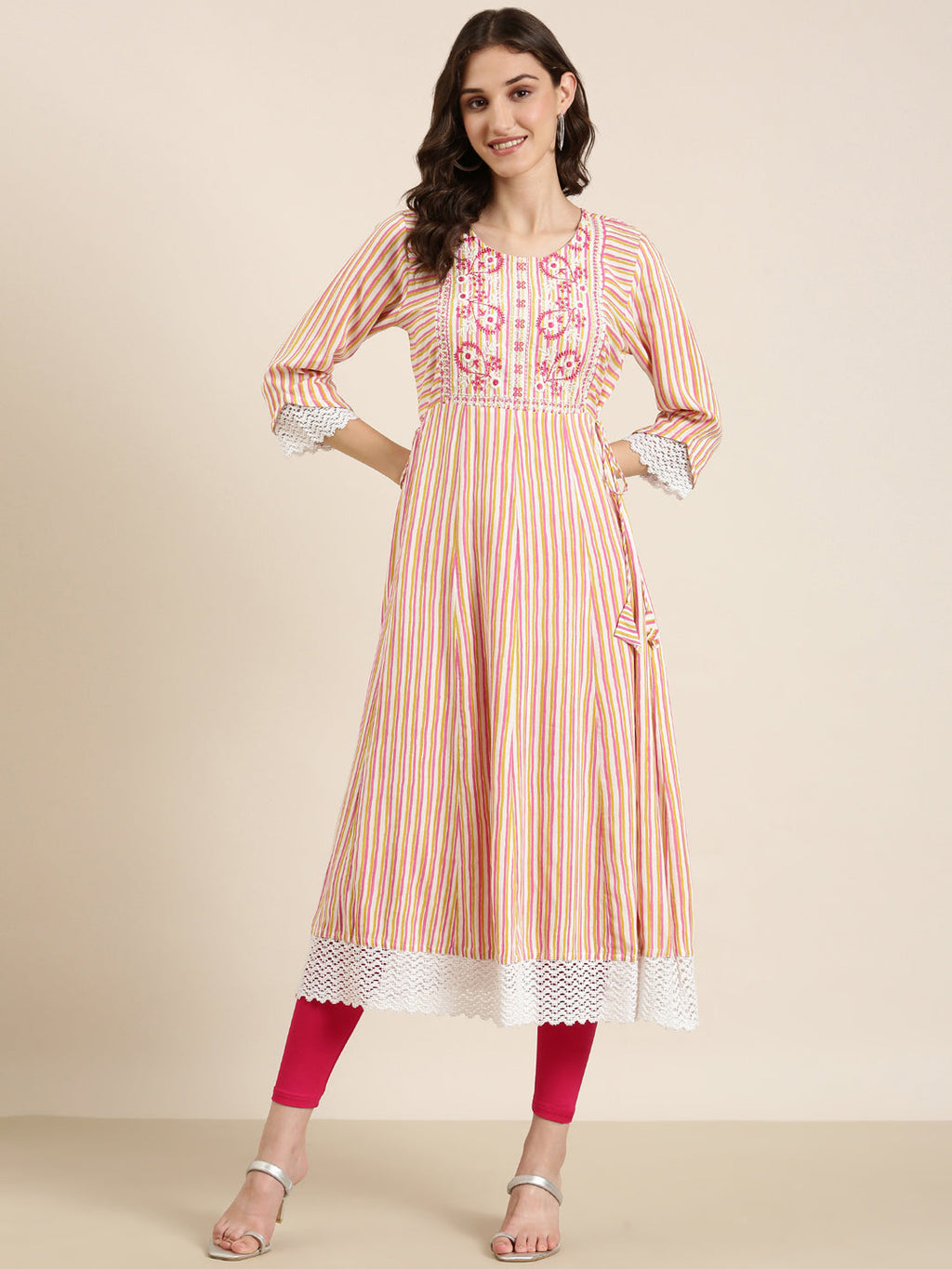 Women's Multi Striped A-Line Kurta