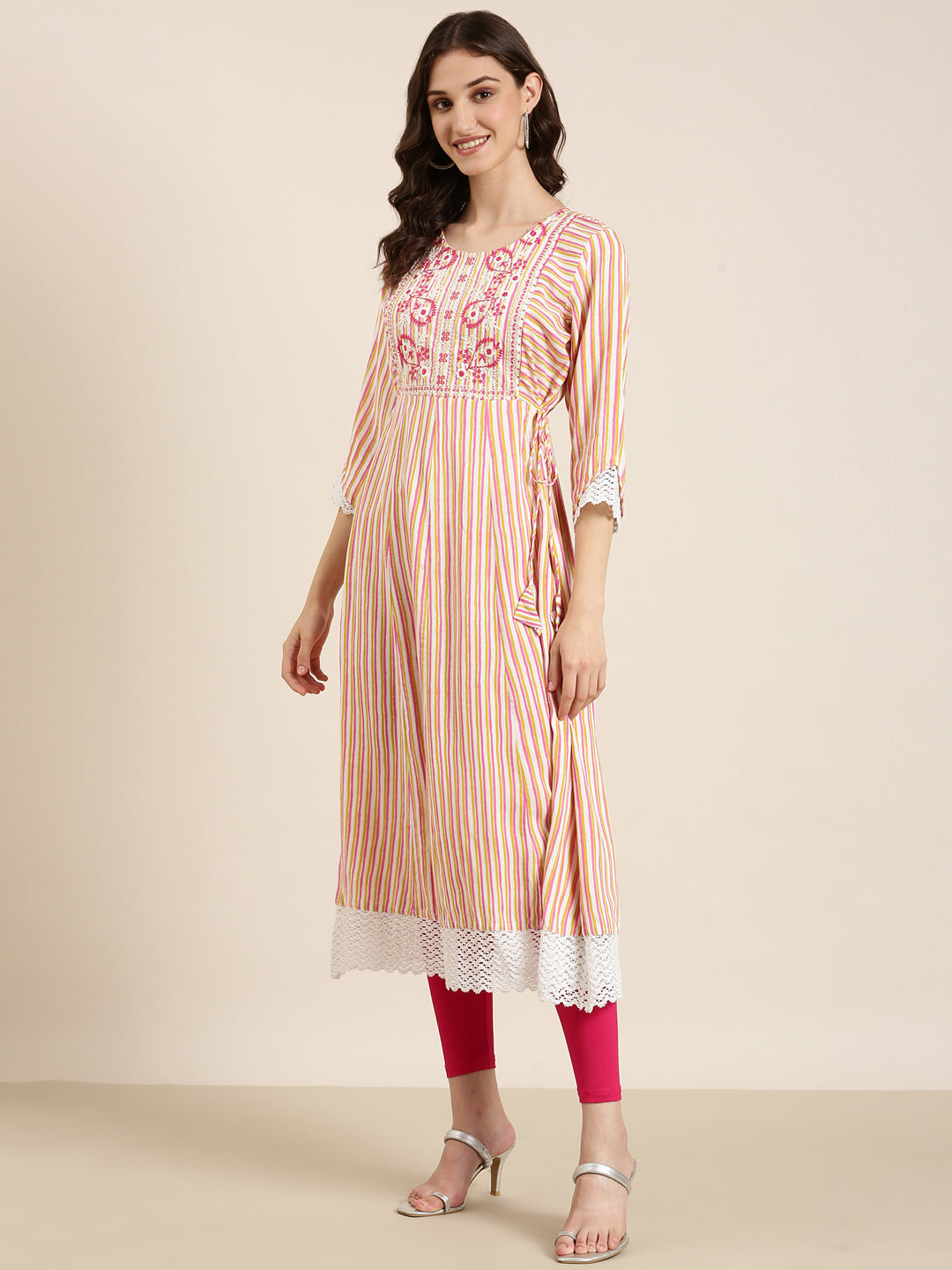 Women's Multi Striped A-Line Kurta