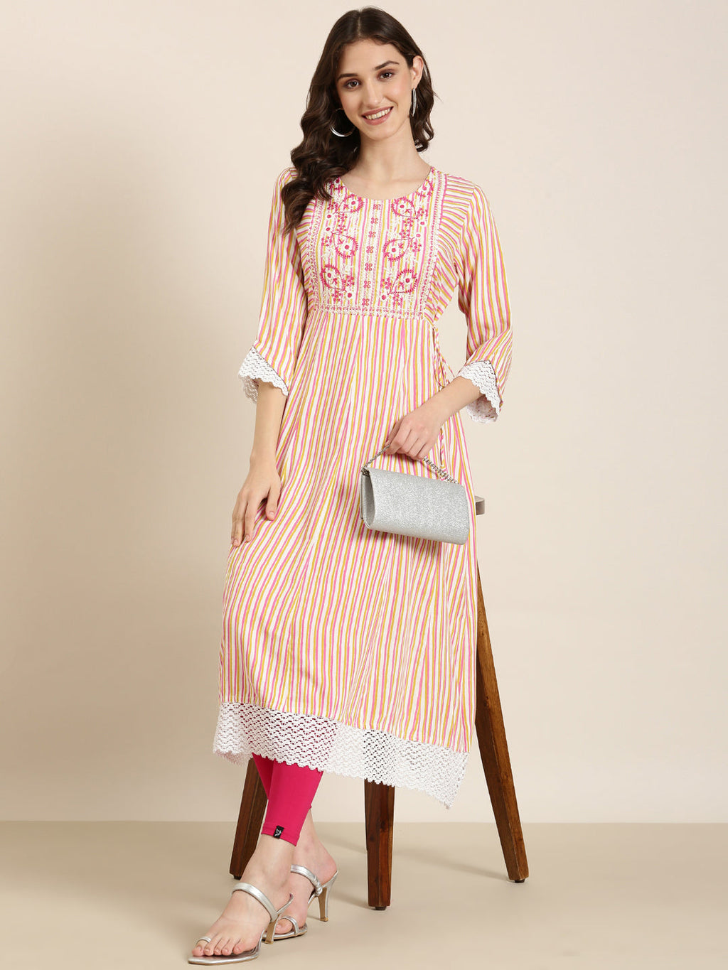 Women's Multi Striped A-Line Kurta