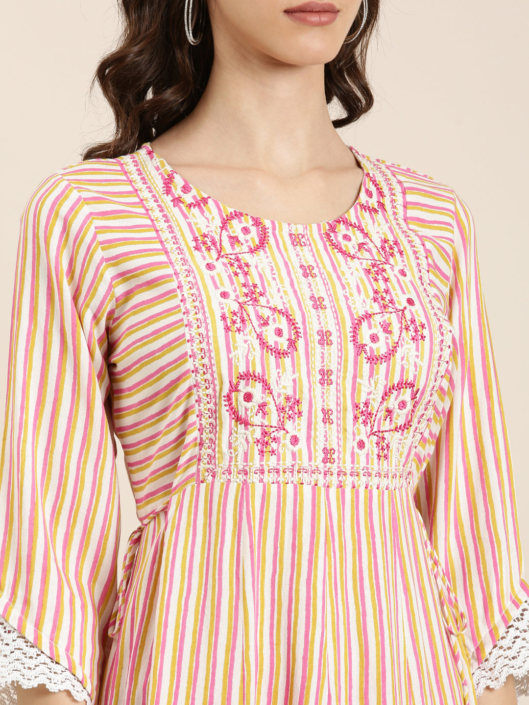 Women's Multi Striped A-Line Kurta