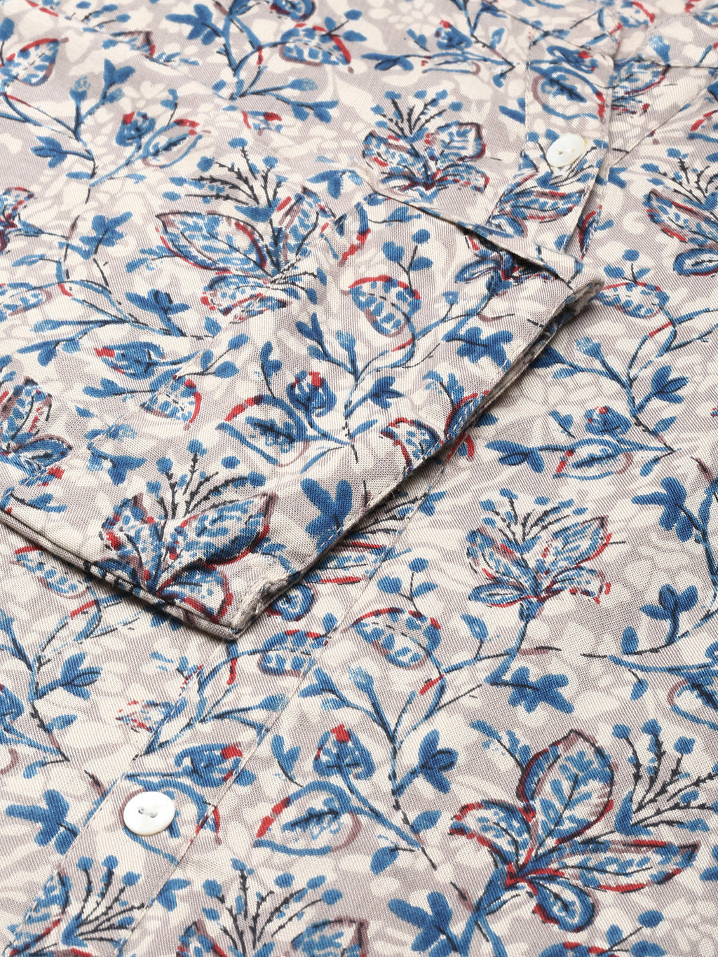 Women's Grey Floral Printed Cotton A-Line Kurta