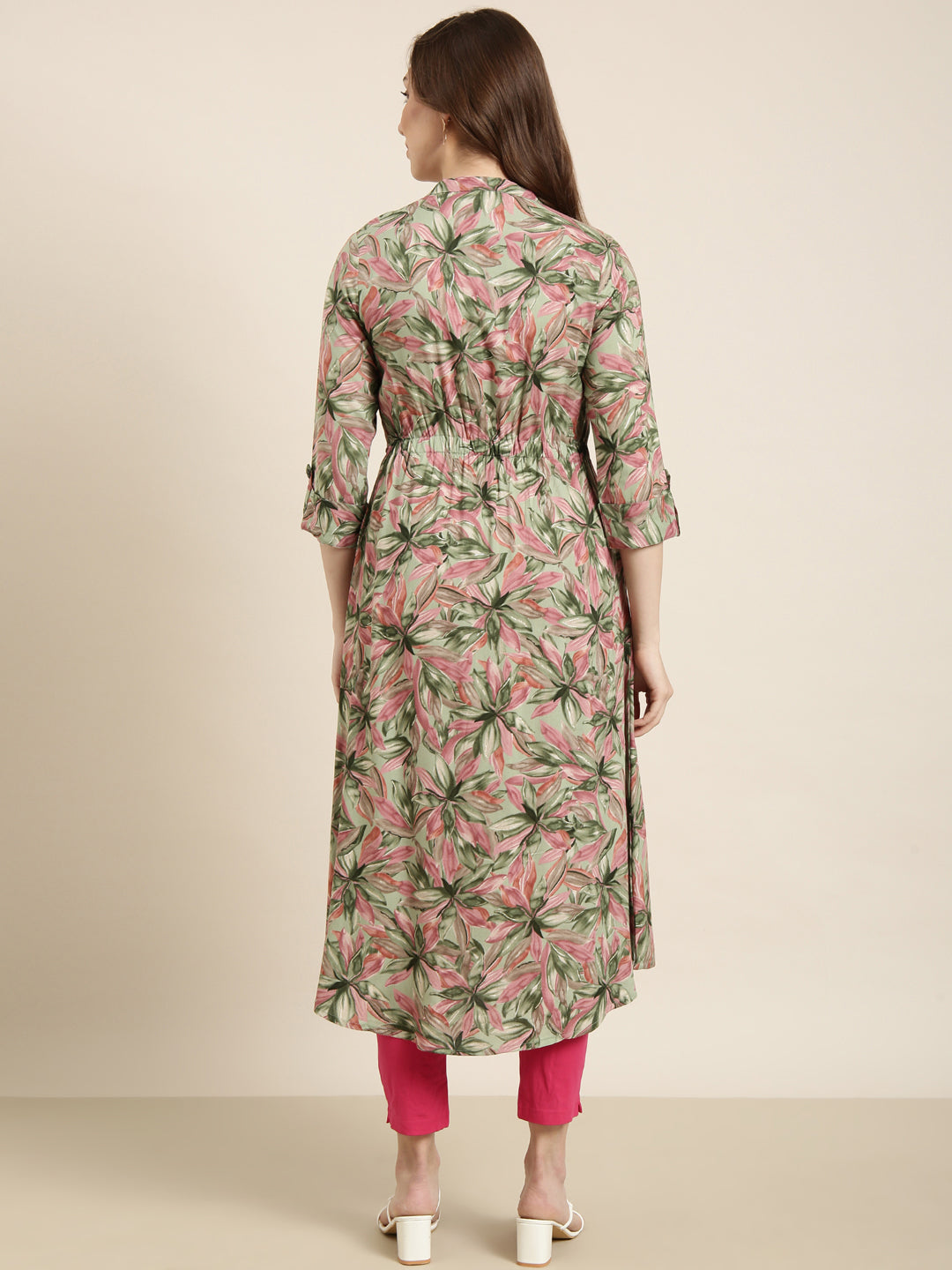 Women's A-Line Green Floral Kurta