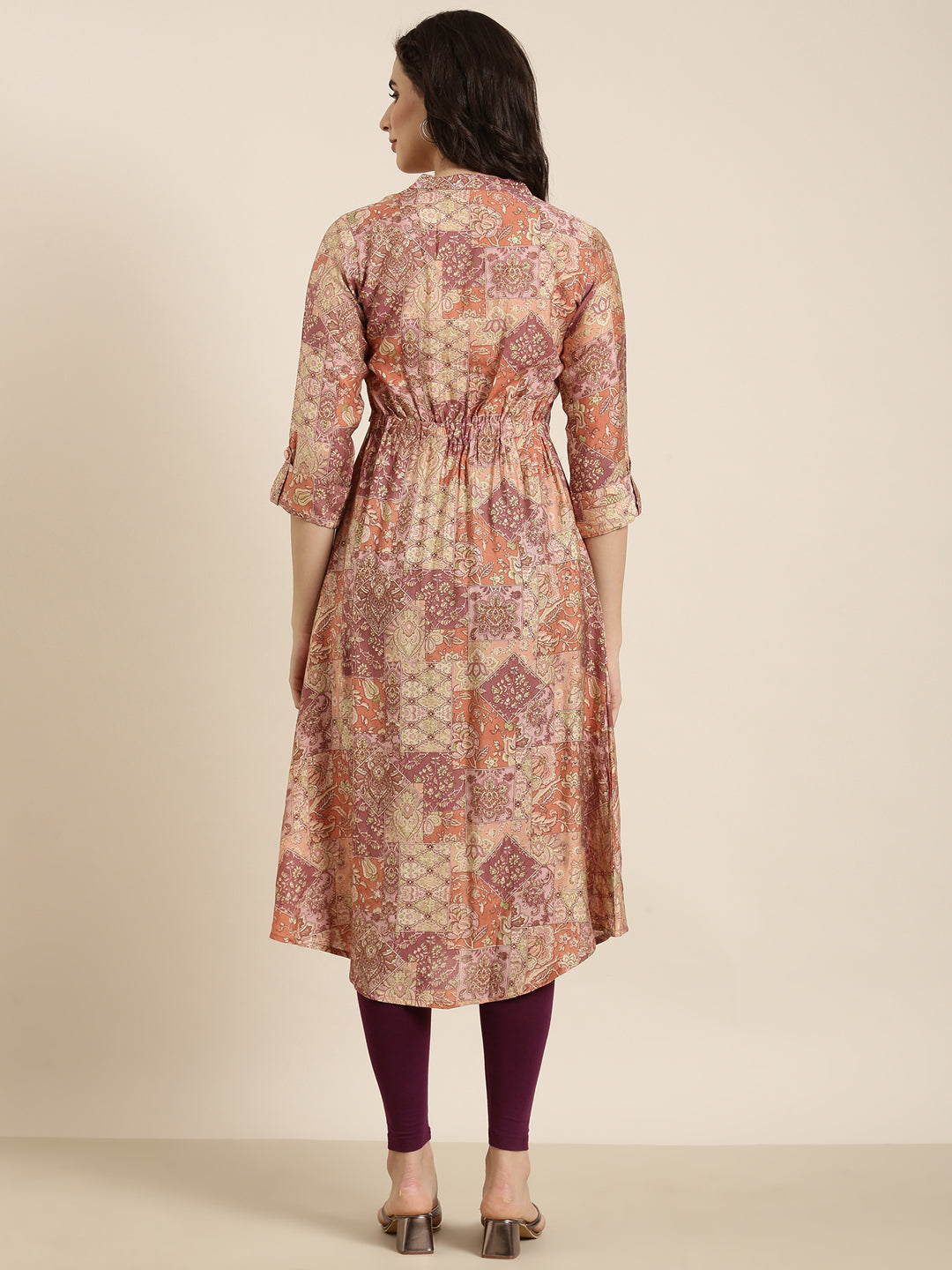 Women's A-Line Peach Floral Kurta