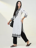 Women's Bandhani White Chikankari Kurta