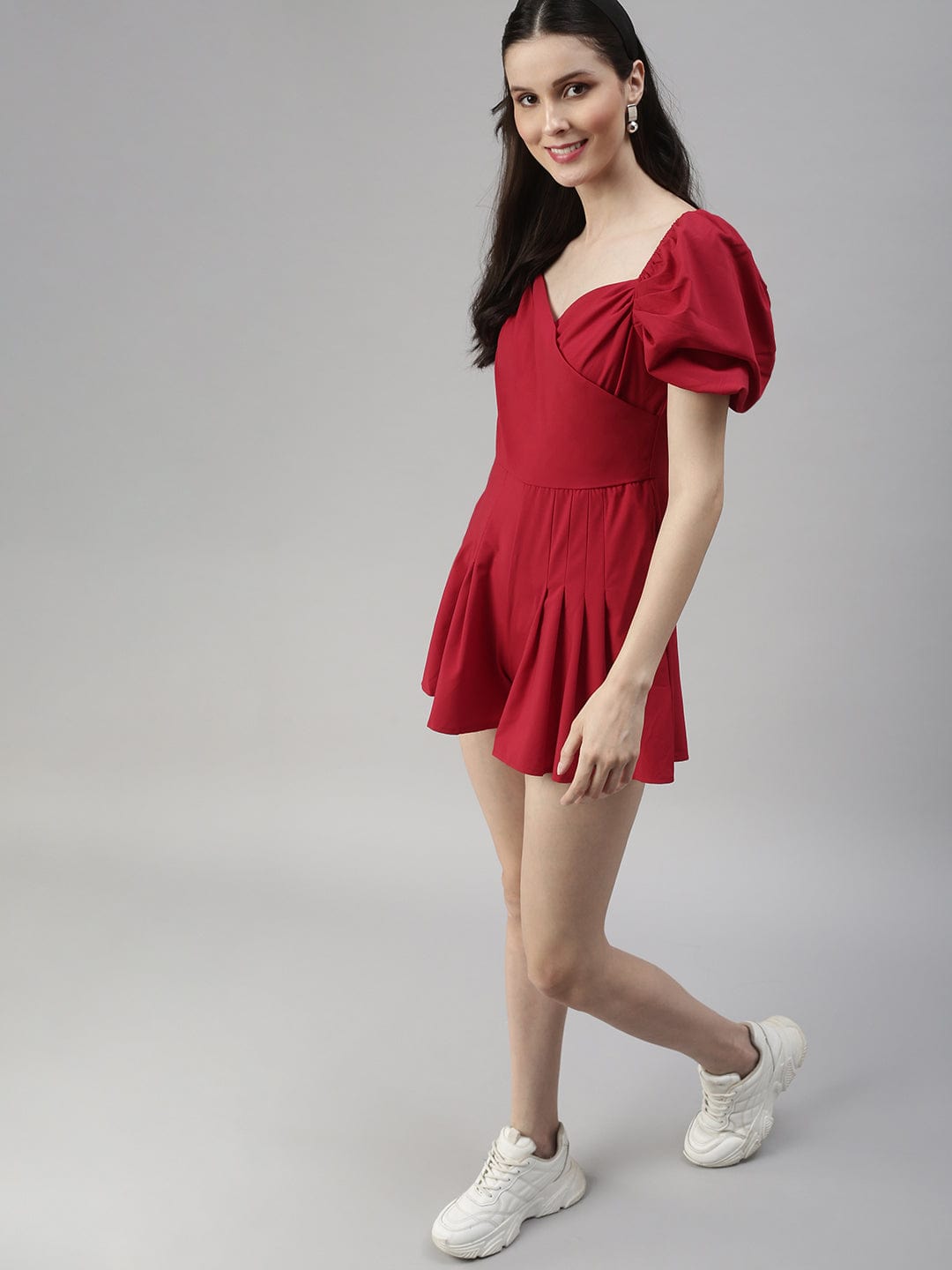 Women's Red Solid Jumpsuit