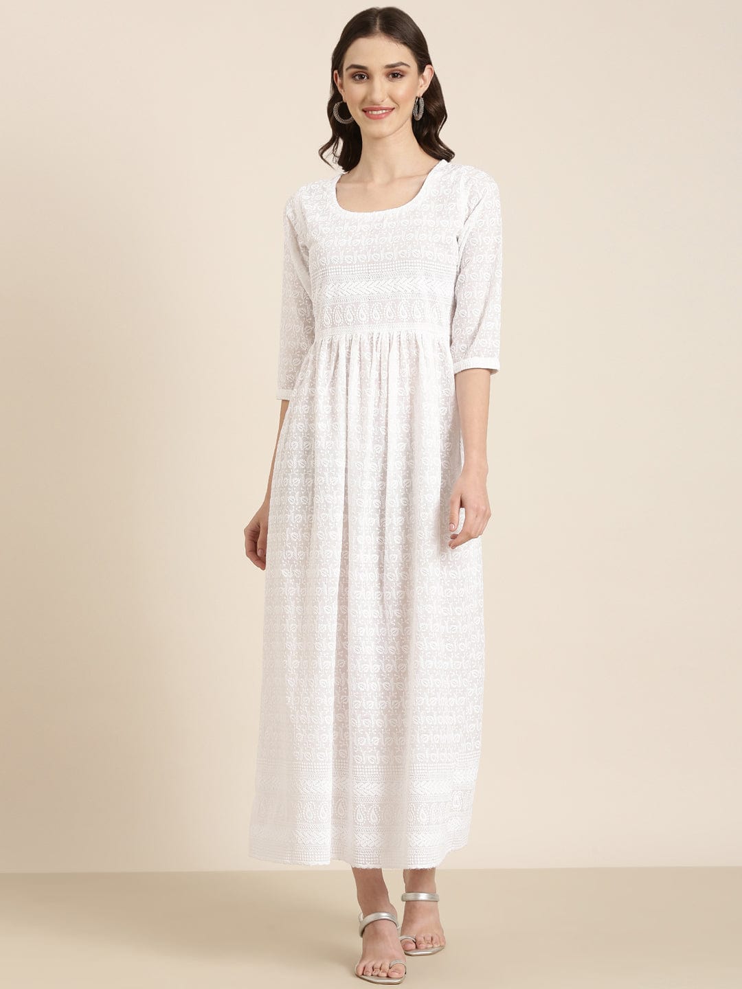 Women's Solid Empire White Kurta
