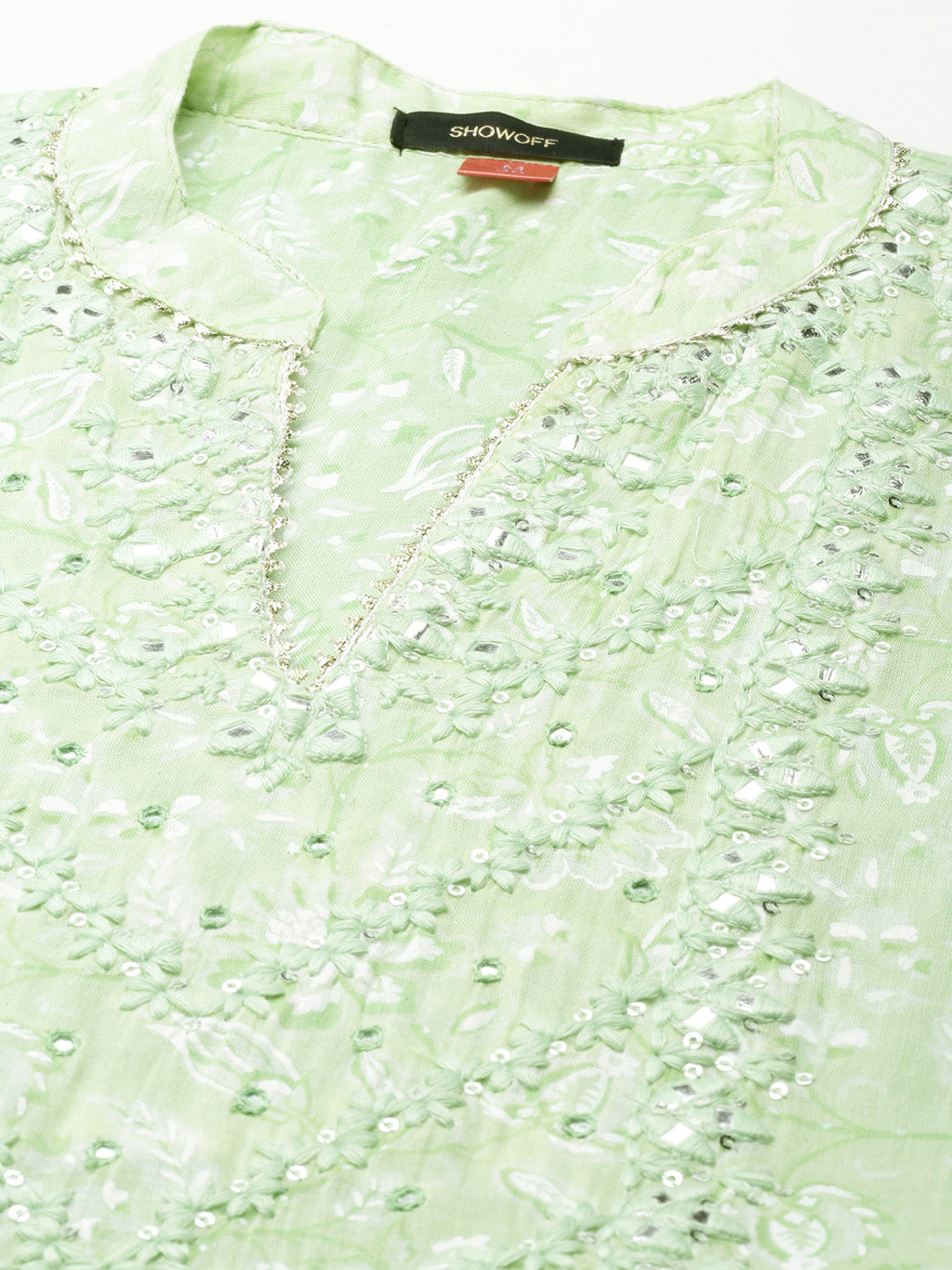 Women's Green Floral Printed Tiering Anarkali Kurta