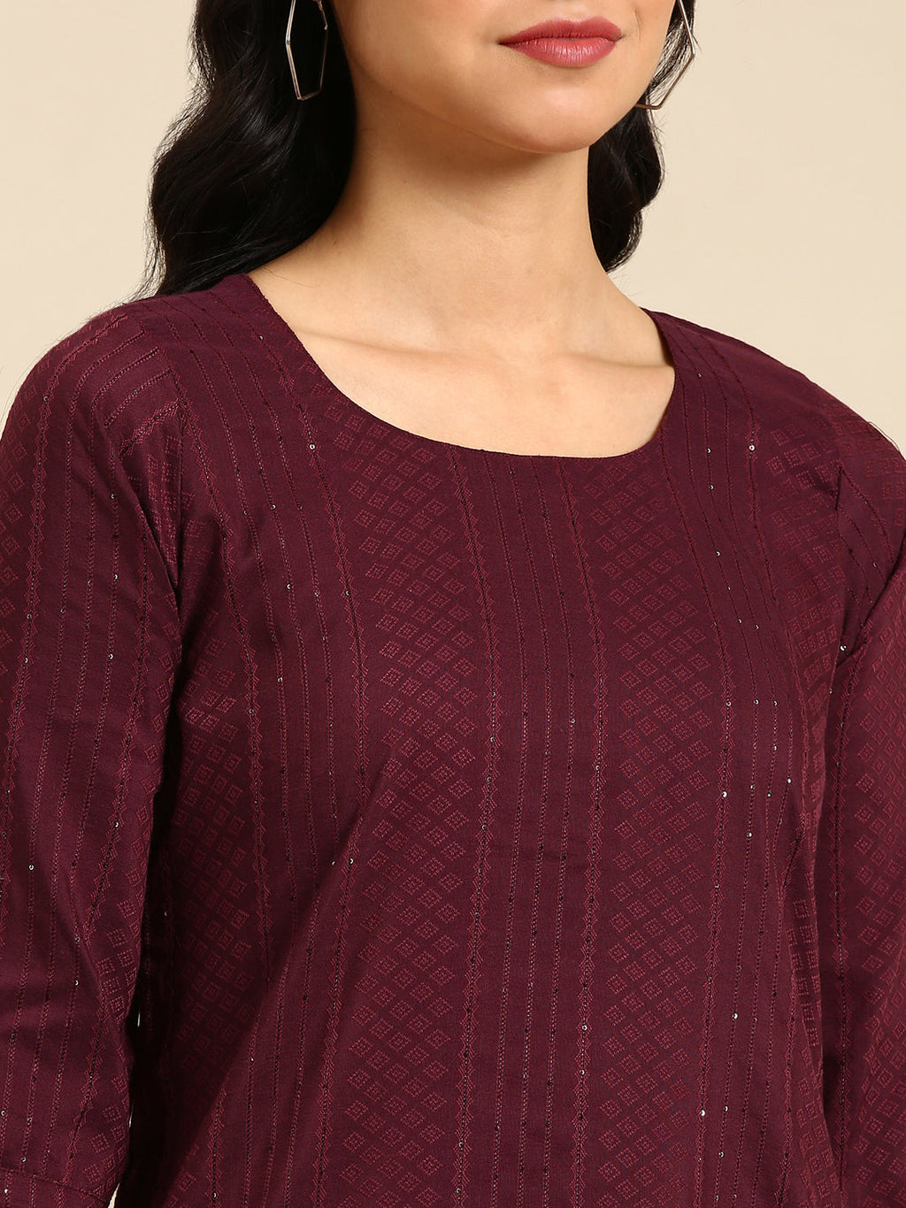 Women's Purple Solid Straight Kurta