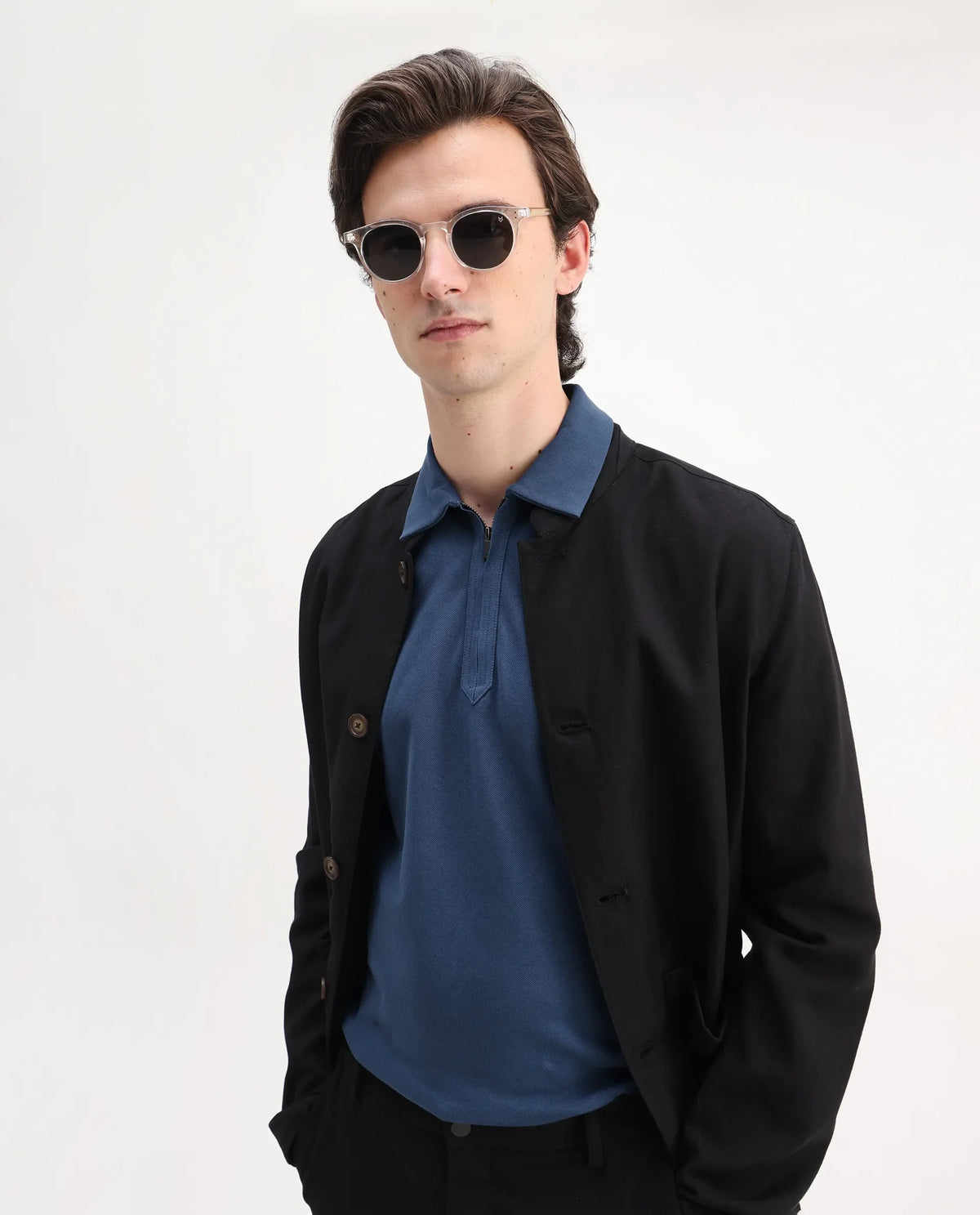 Rare Rabbit Men's Ski Blue Cotton Plain Regular Fit Half Sleeve Polo