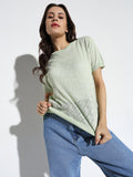 Women's Green Self Design Top