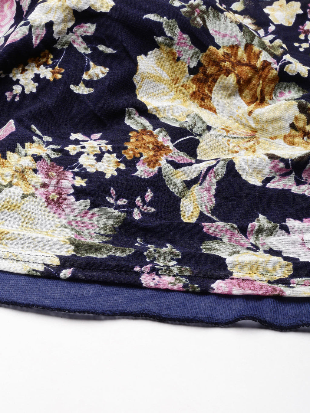 Women's Navy Blue Floral Printed Fit & Flare Dress