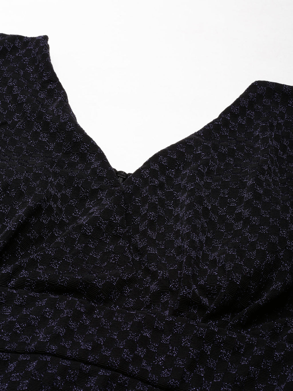 Women's Black V-Neck Long Sleeves Fit and Flare Dress