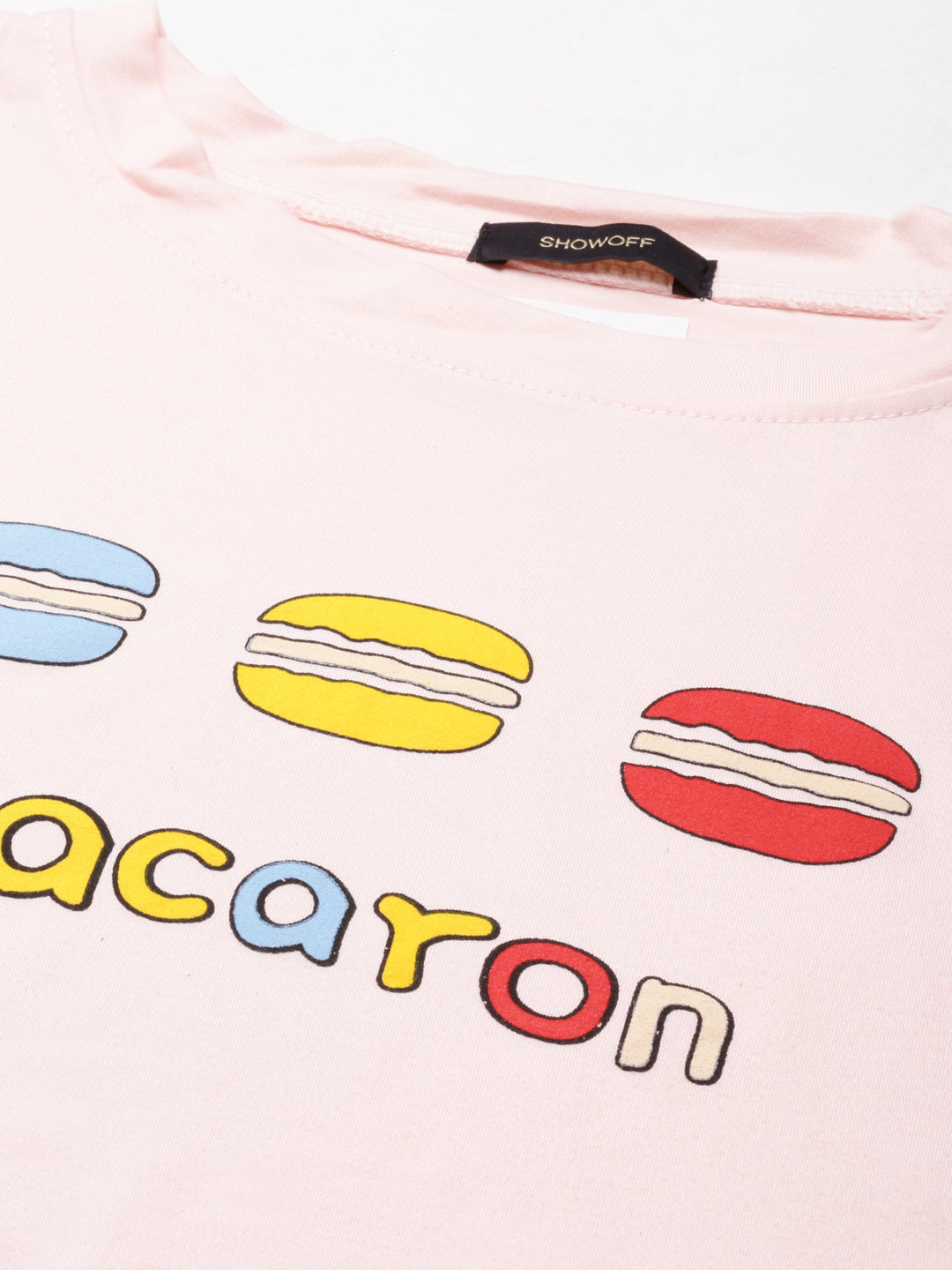 Women's Peach Typography Printed Cotton Crop Top