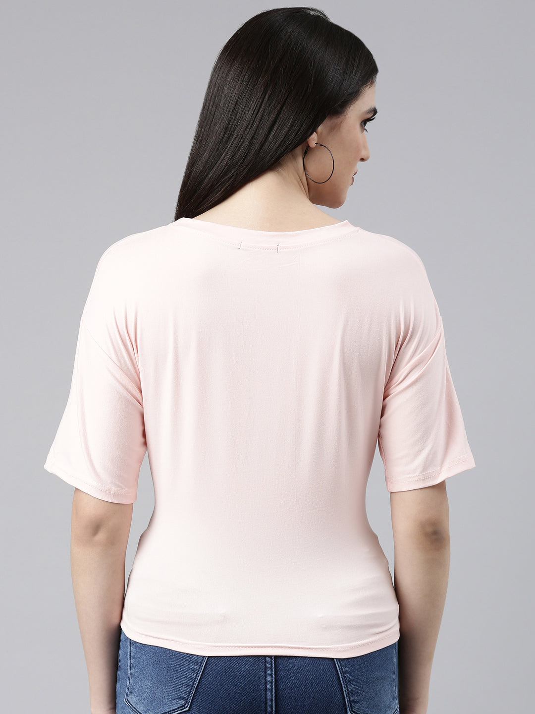 Women's Peach Typography Printed Cotton Crop Top