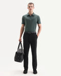 Rare Rabbit Men's Travel 26 Black Polyester Blend Plain Regular Fit Trouser